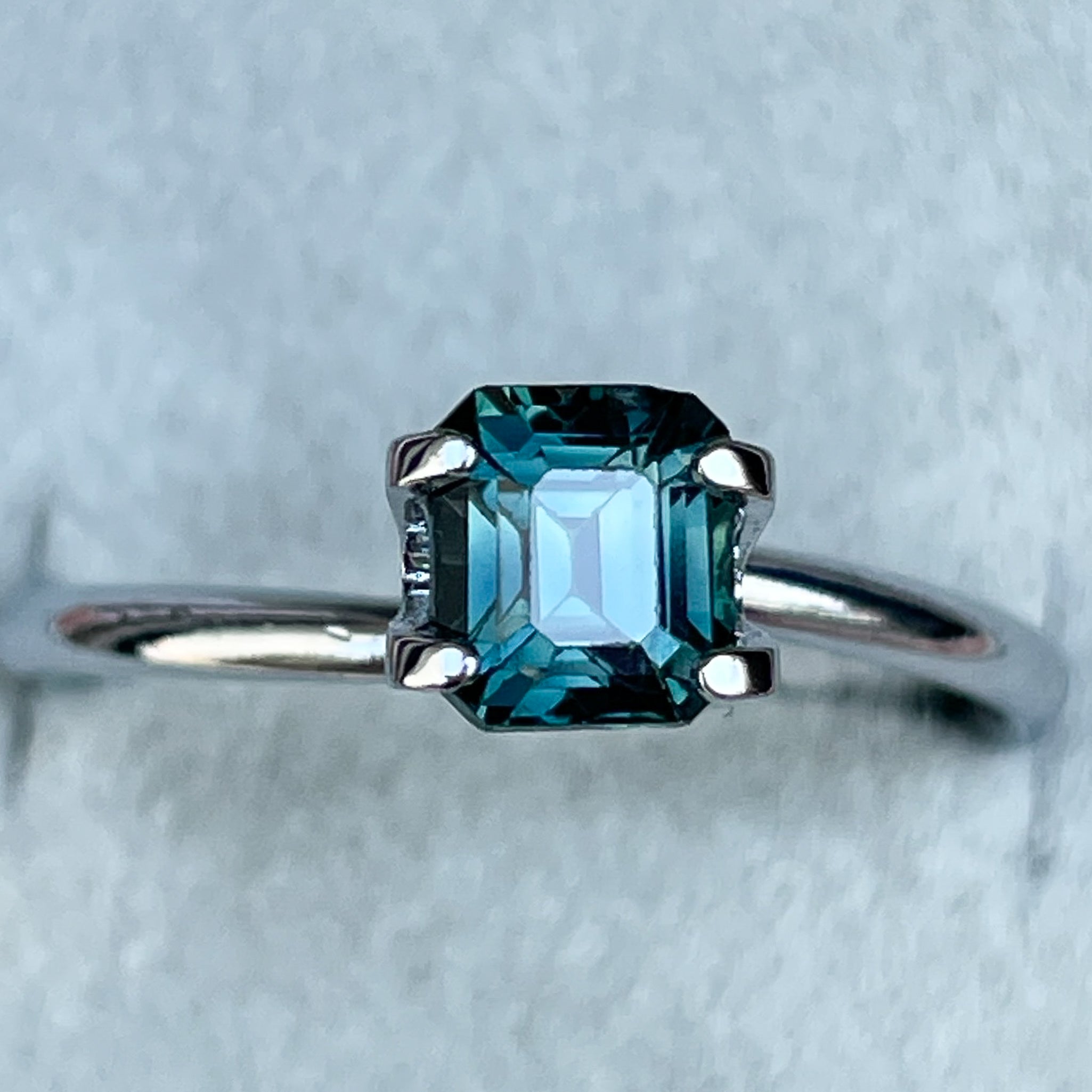 Teal blue sapphire loose gemstone, 1.06 Ct emerald cut, natural no heat sapphire for engagement or custom jewelry by NASHGEMS.