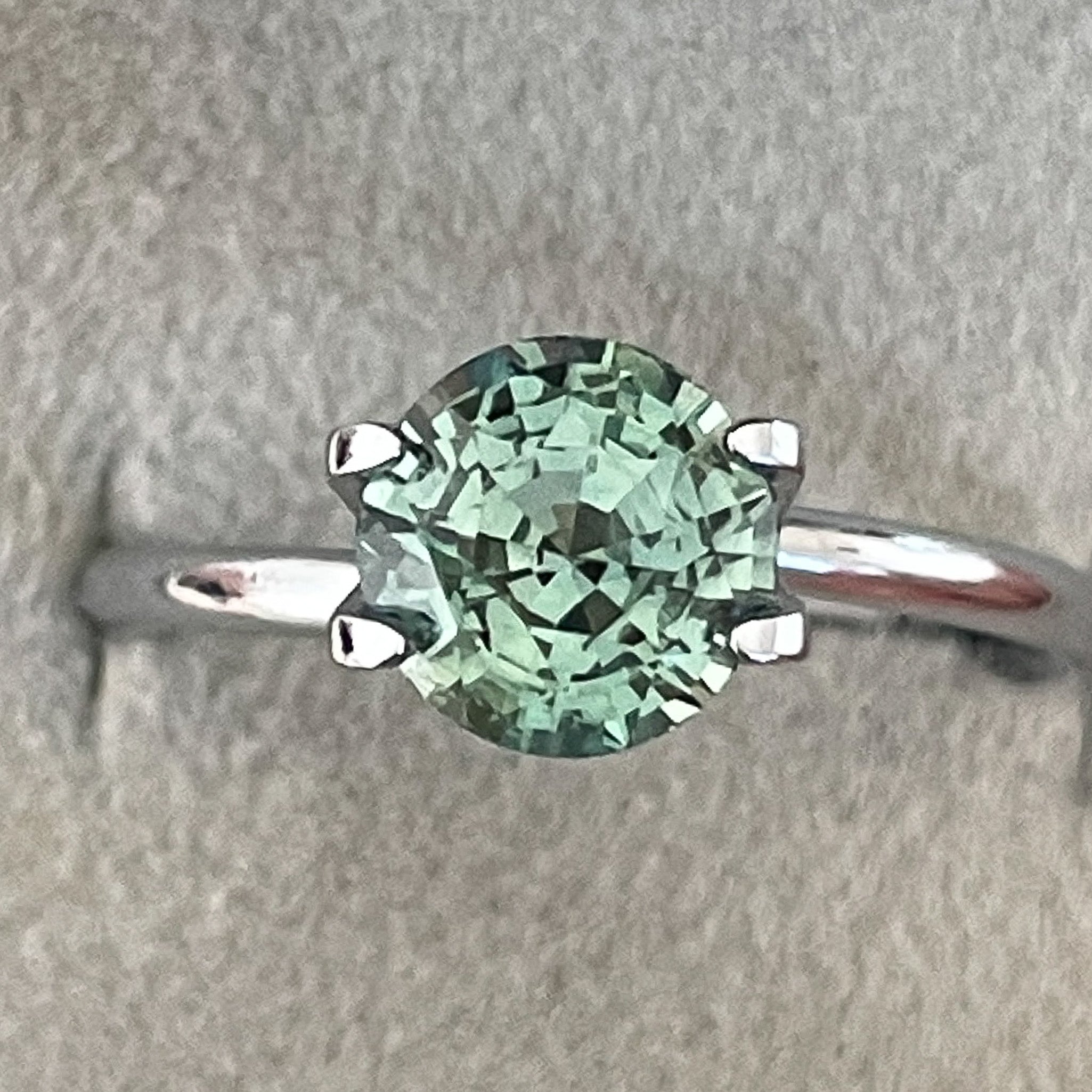 Teal green natural sapphire 2.50 ct round cut loose gemstone for engagement or custom jewelry by NASHGEMS.