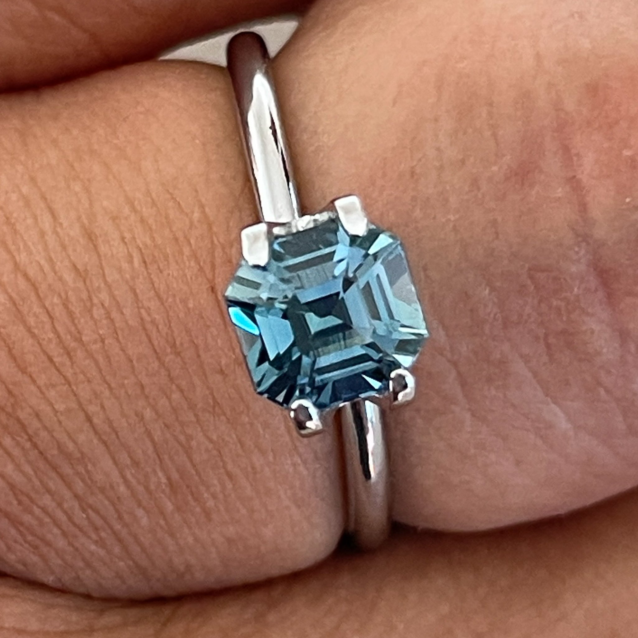 Natural teal sapphire 1.76 Ct Asscher octagon cut by NASHGEMS, heat-treated loose gemstone for jewelry or engagement rings
