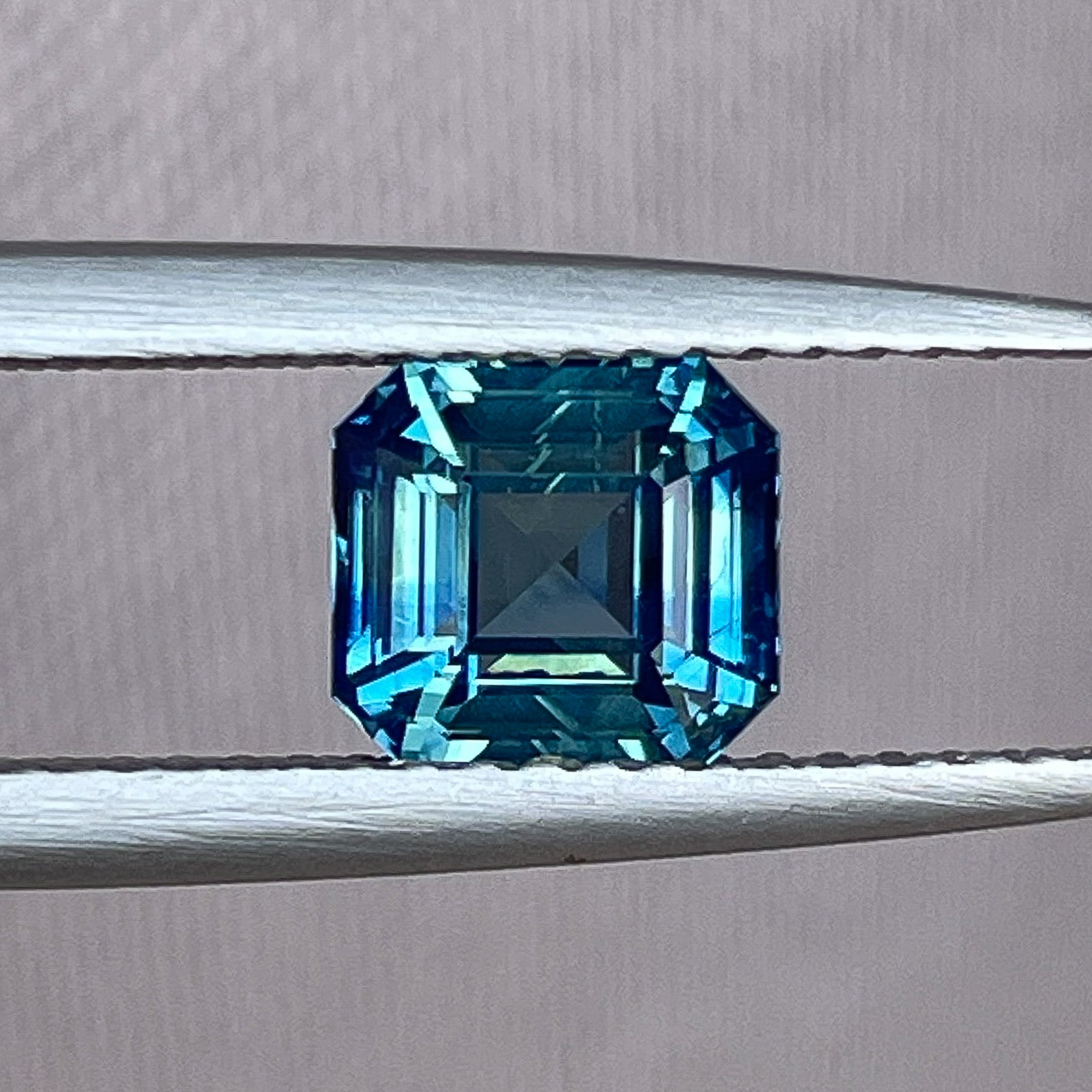 Natural teal blue green sapphire, 1.75 Ct emerald cut, no heat, loose bi-color sapphire for engagement rings by NASHGEMS.