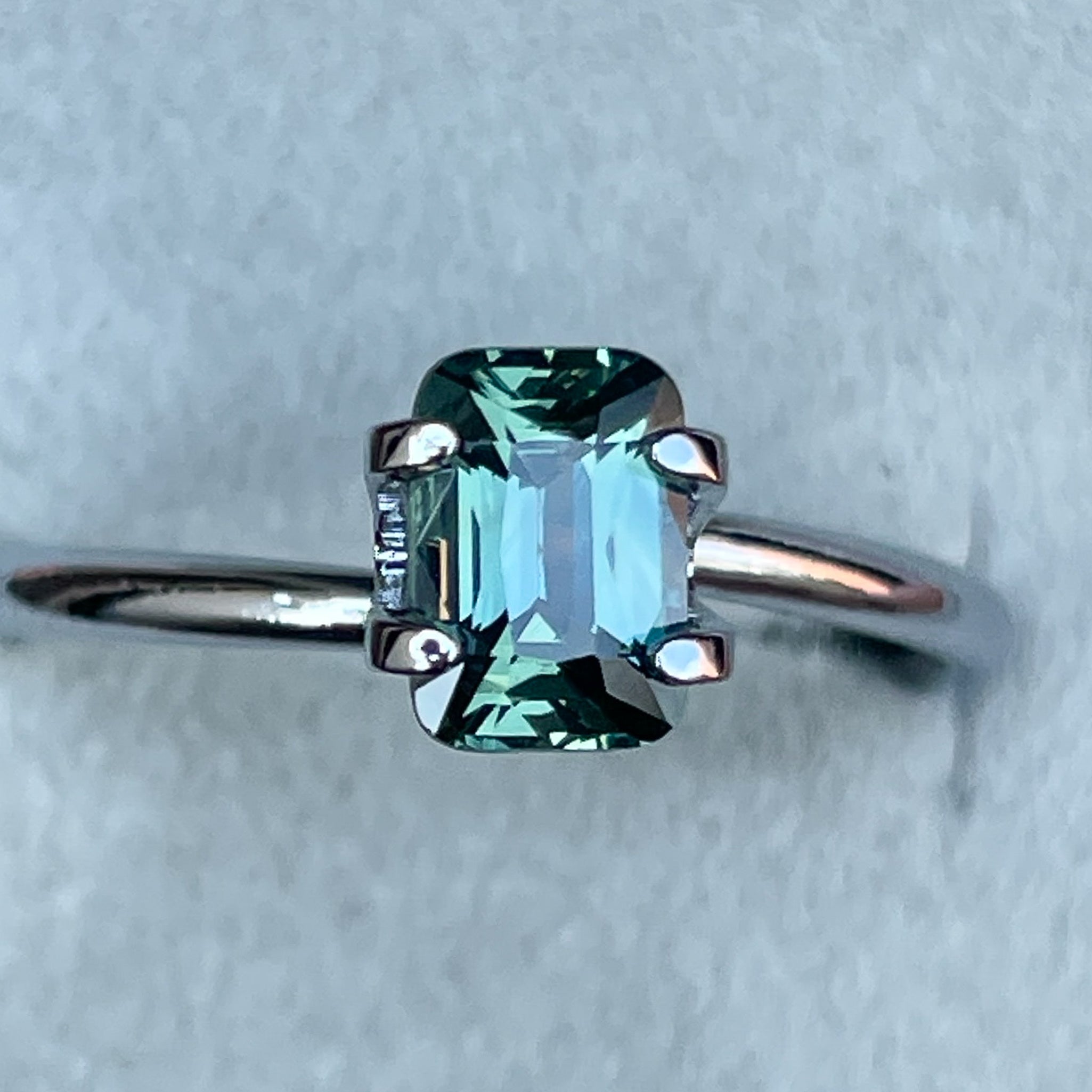 Natural pale green teal sapphire loose gemstone, 1.14 Ct cushion cut by NASHGEMS, ideal for engagement rings or custom jewelry.