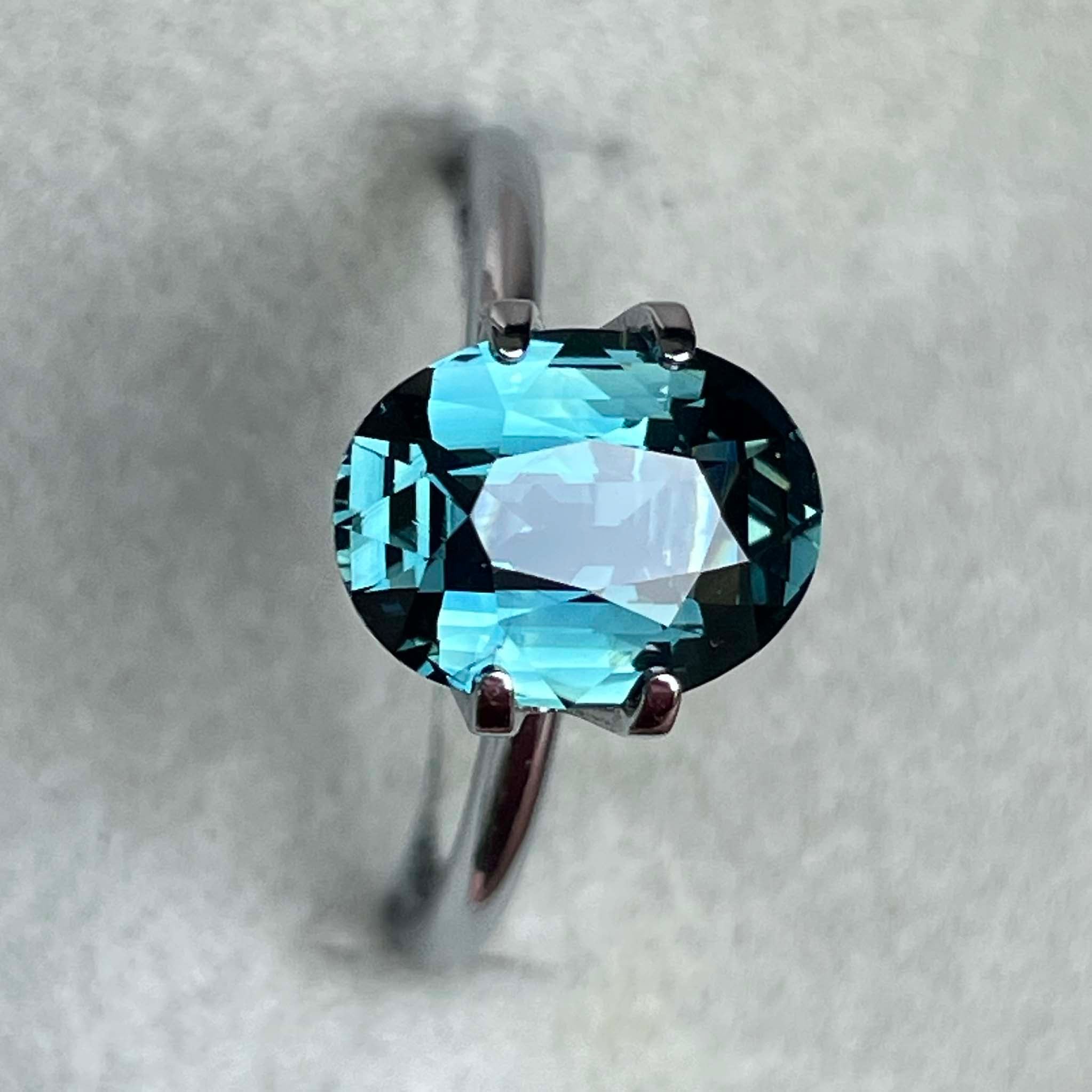 Natural teal blue green sapphire, 3.19 ct oval loose gemstone by NASHGEMS, ideal for engagement or custom jewelry.