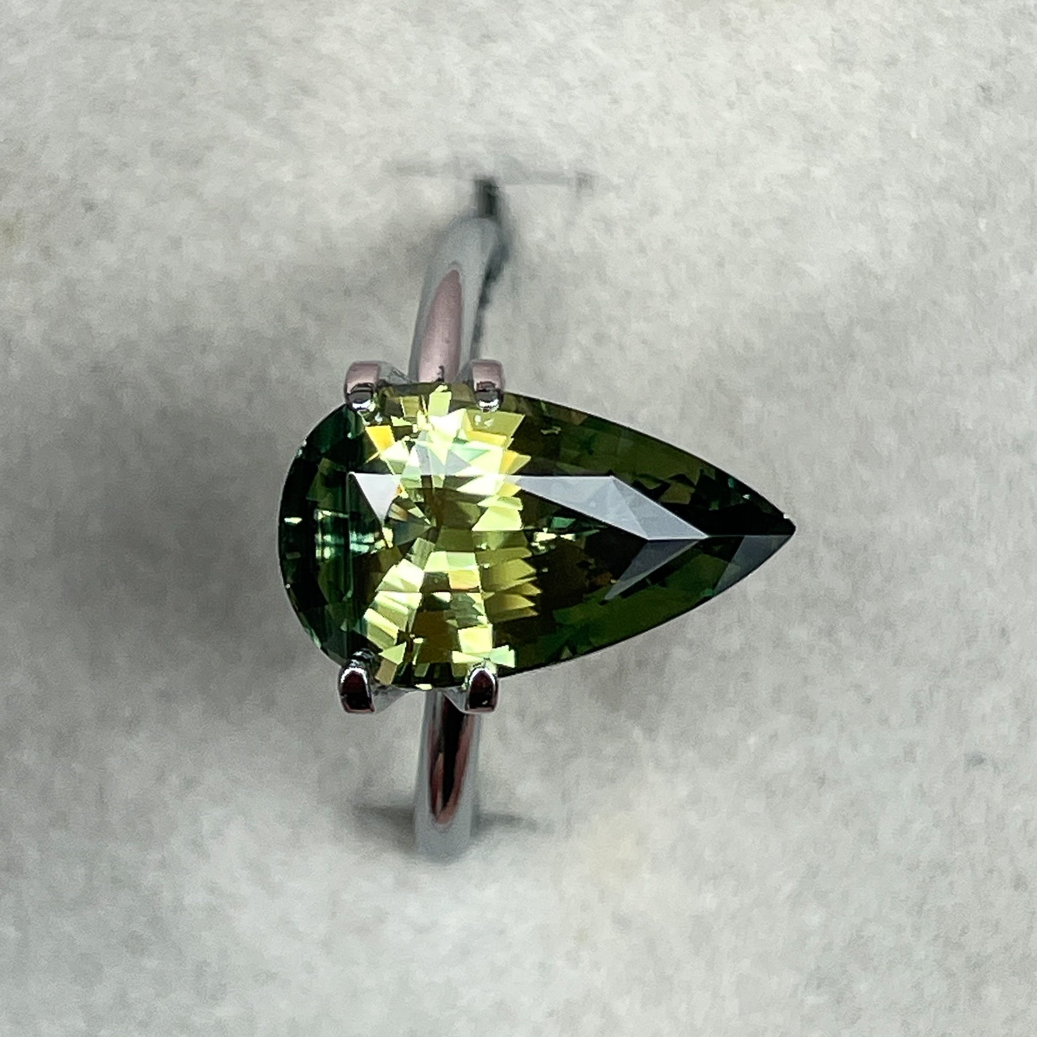 Teal natural parti sapphire 5.02 Ct pear-shaped loose gemstone for engagement rings, no heat bi-color sapphire by NASHGEMS.