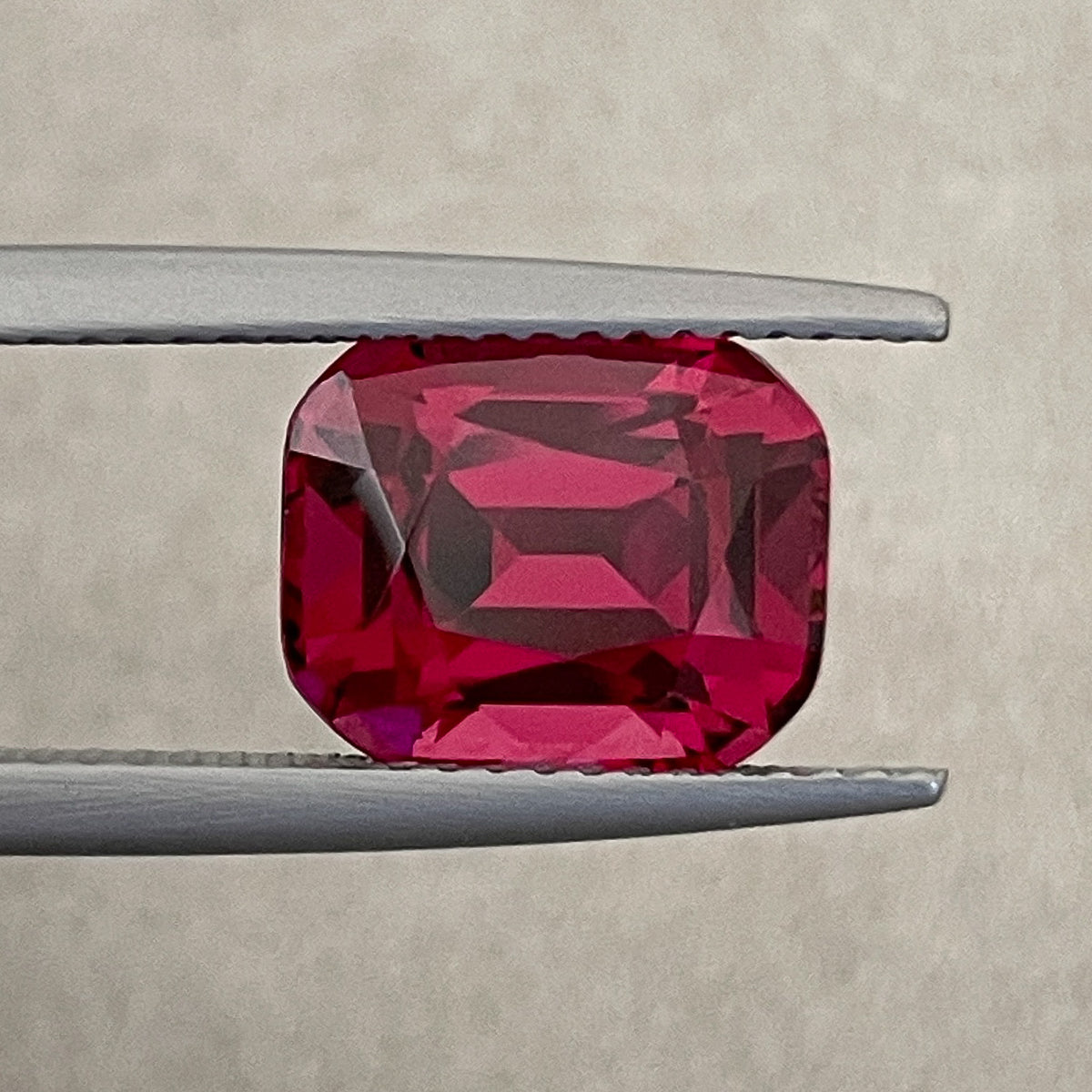 Natural Rhodolite Garnet 4.53 Ct cushion cut loose gemstone with raspberry red color, ideal for engagement rings.