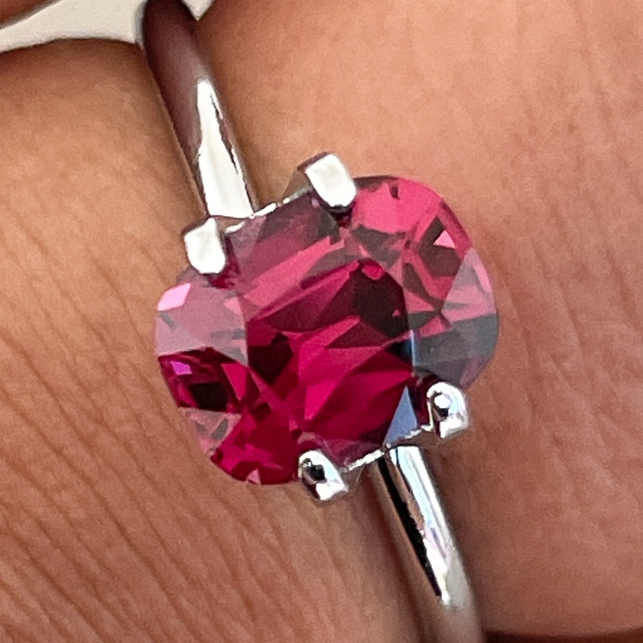 Natural Rhodolite Garnet 2.14 Ct cushion cut gemstone, vibrant raspberry red VVS clarity, loose gemstone for jewelry making.