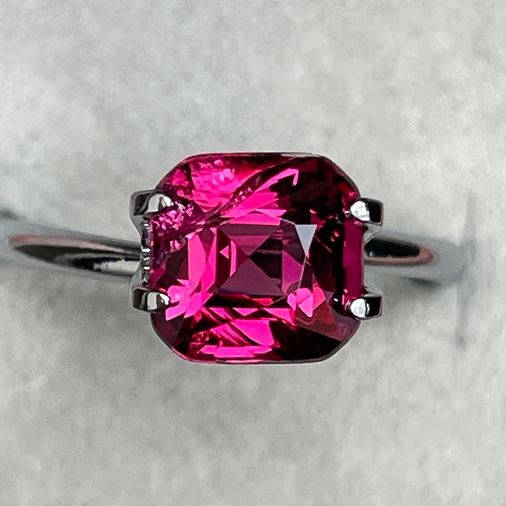 Natural Rhodolite Garnet 2.32 Ct cushion cut loose gemstone in raspberry red, ideal for engagement rings by NASHGEMS.