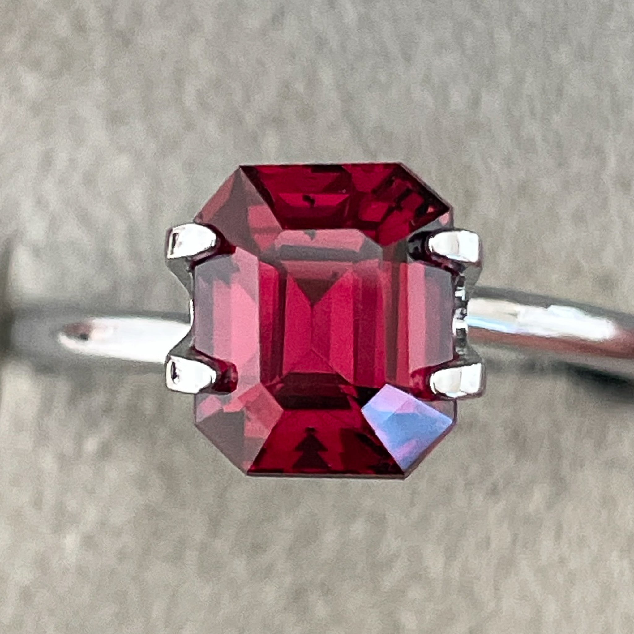 Natural Pyrope Almandite Garnet 2.73 Ct emerald cut loose gemstone for engagement rings, deep red color, by NASHGEMS.