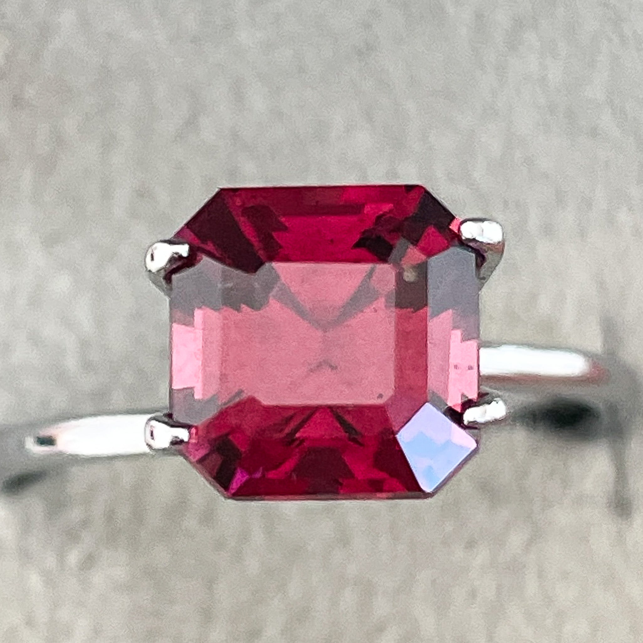 Deep red 3.12 Ct natural Pyrope Almandite Garnet in emerald cut, loose gemstone for jewelry from NASHGEMS.