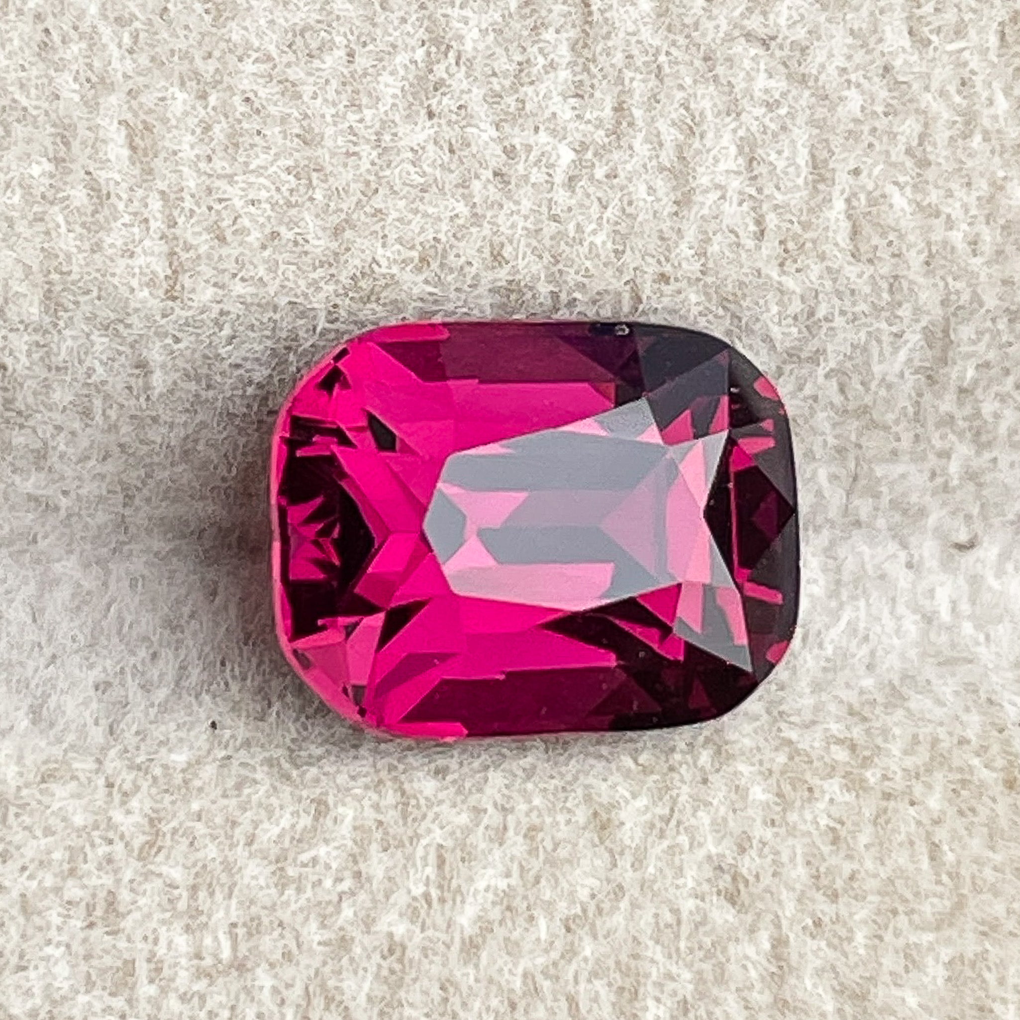 Natural Rhodolite Garnet 3.39 Ct cushion cut gemstone, raspberry red VVS loose garnet for engagement rings.