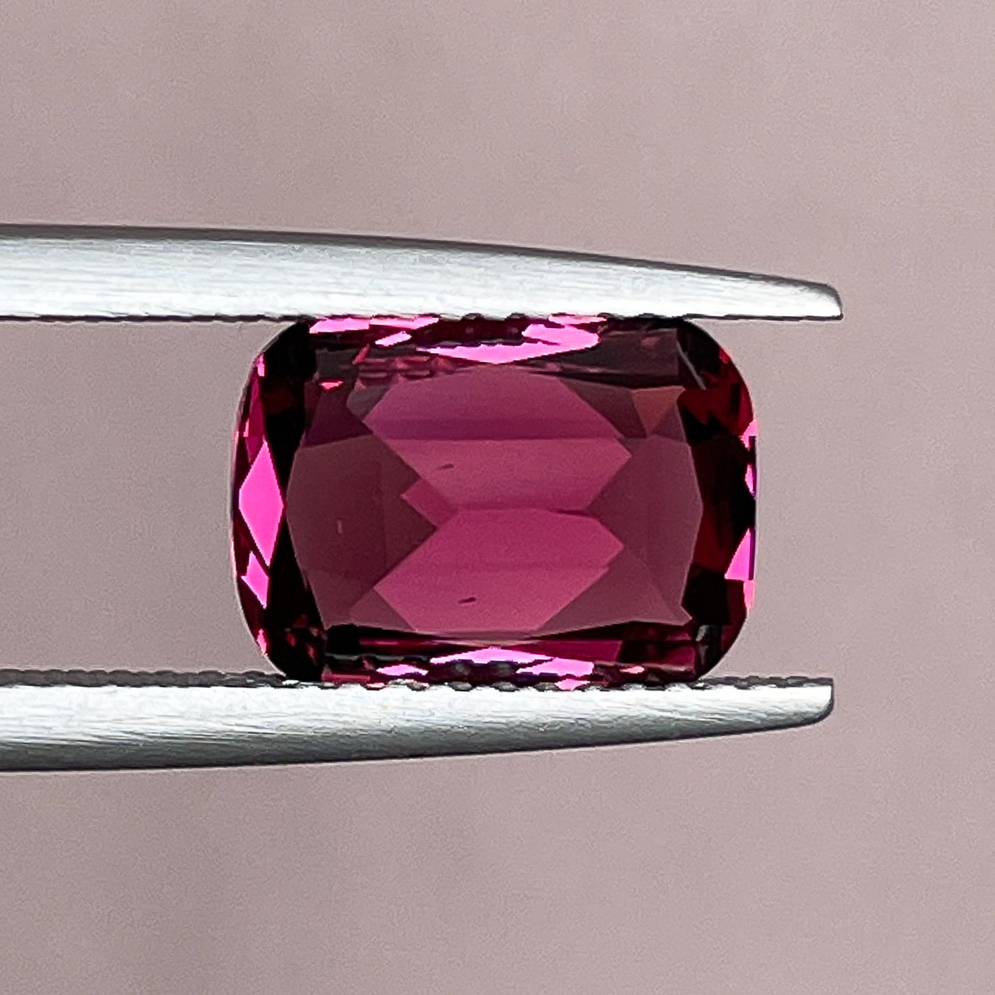Natural Rhodolite Garnet 3.52 Ct cushion cut, raspberry red VVS loose gemstone for engagement rings, by NASHGEMS.