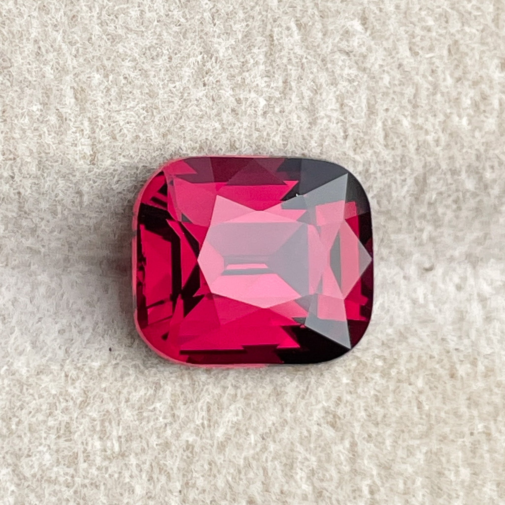 Natural Rhodolite Garnet 3.96 Ct cushion cut loose gemstone with deep red color, VVS clarity, ideal for engagement rings.