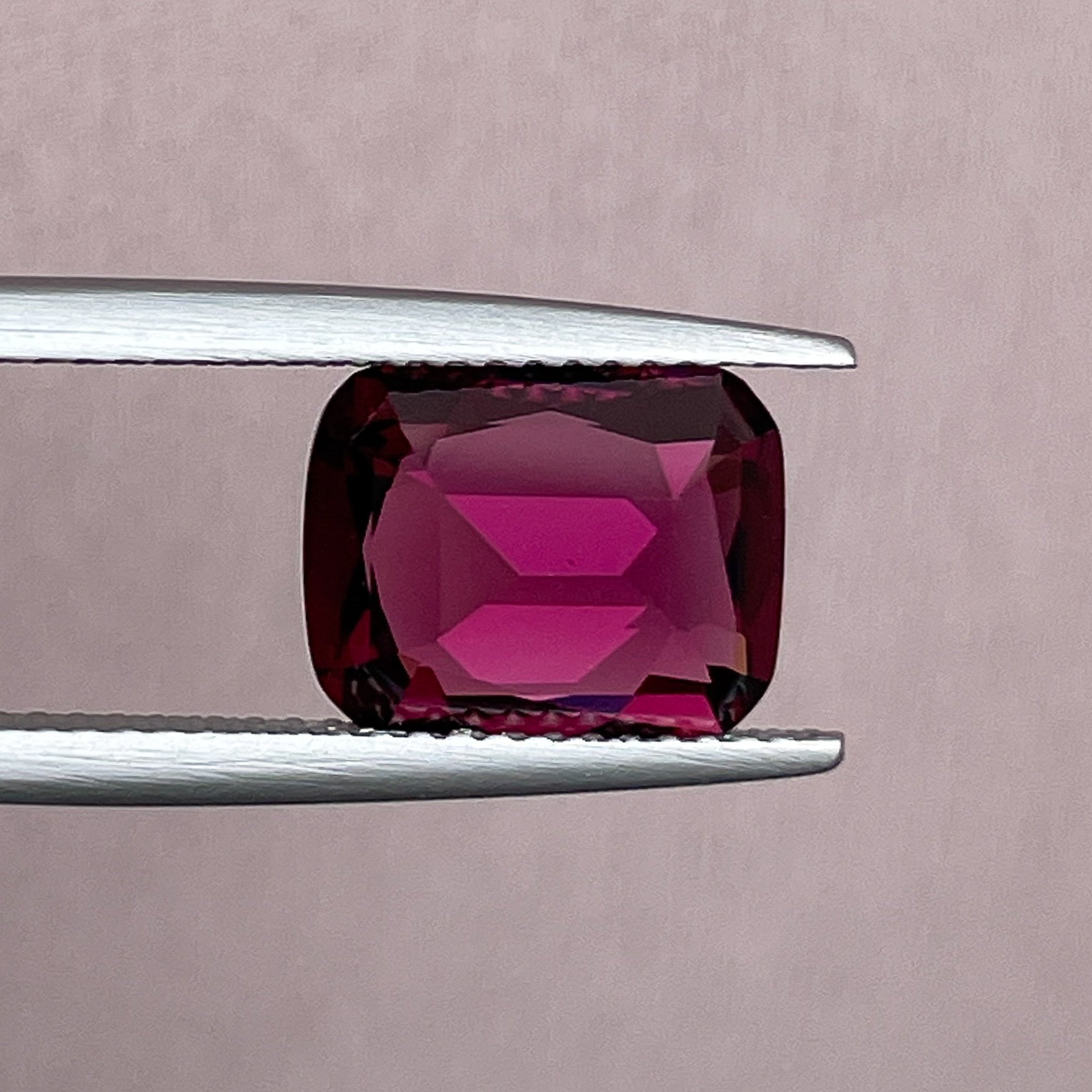 Natural Rhodolite Garnet 4.14 Ct cushion cut loose gemstone, raspberry red VVS clarity for engagement rings, by NASHGEMS