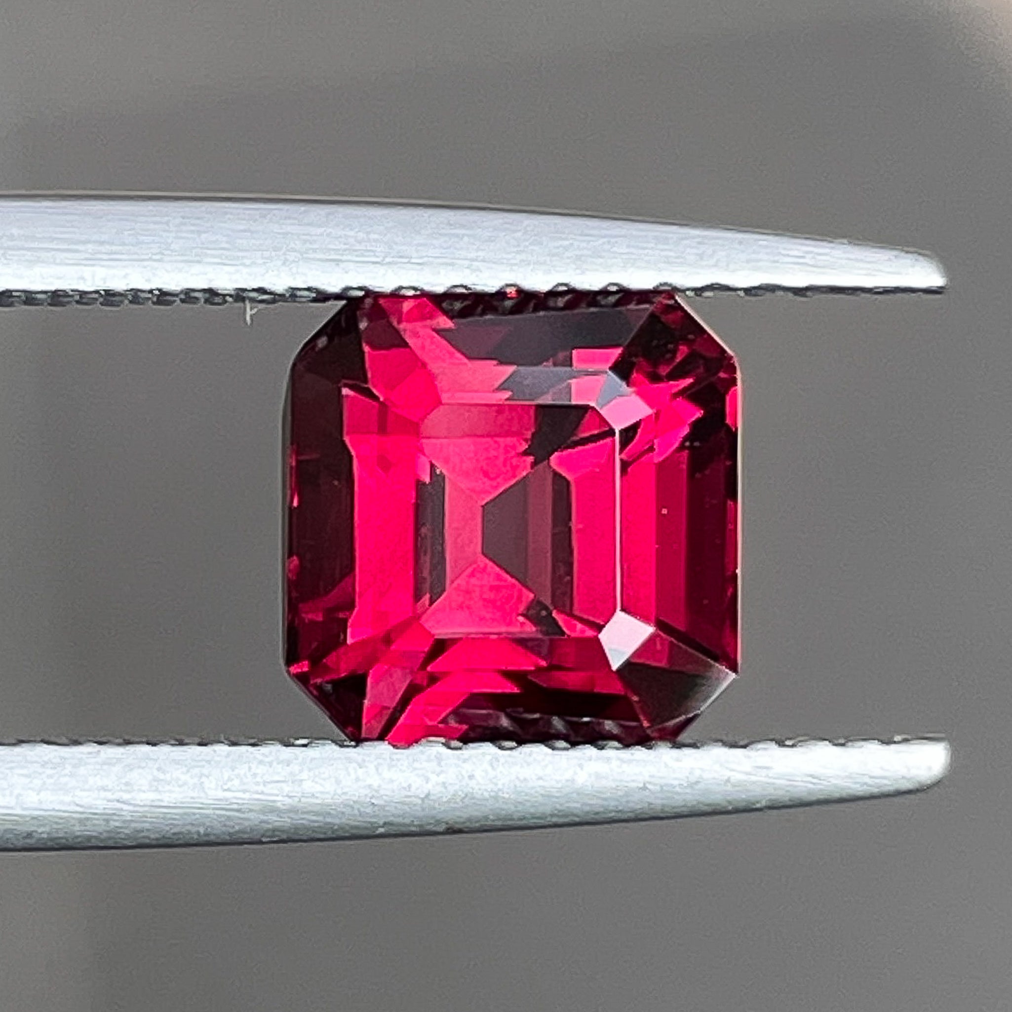 Natural Pyrope Almandite Garnet 3.38 Ct emerald cut, deep red VVS loose gemstone from NASHGEMS for engagement rings.