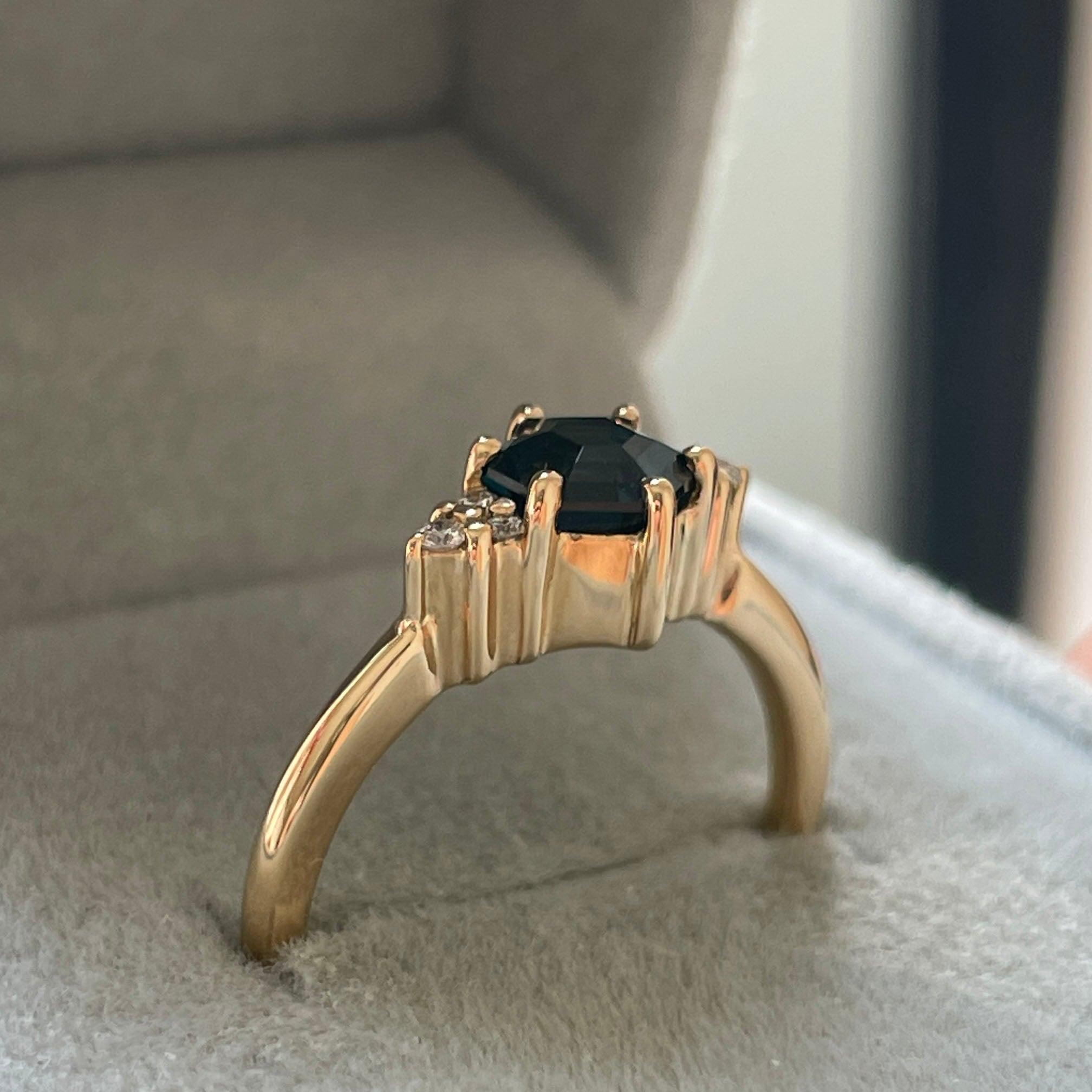 Custom - 1.18 Cts Oval Teal Sapphire Engagement Ring - NASHGEMS