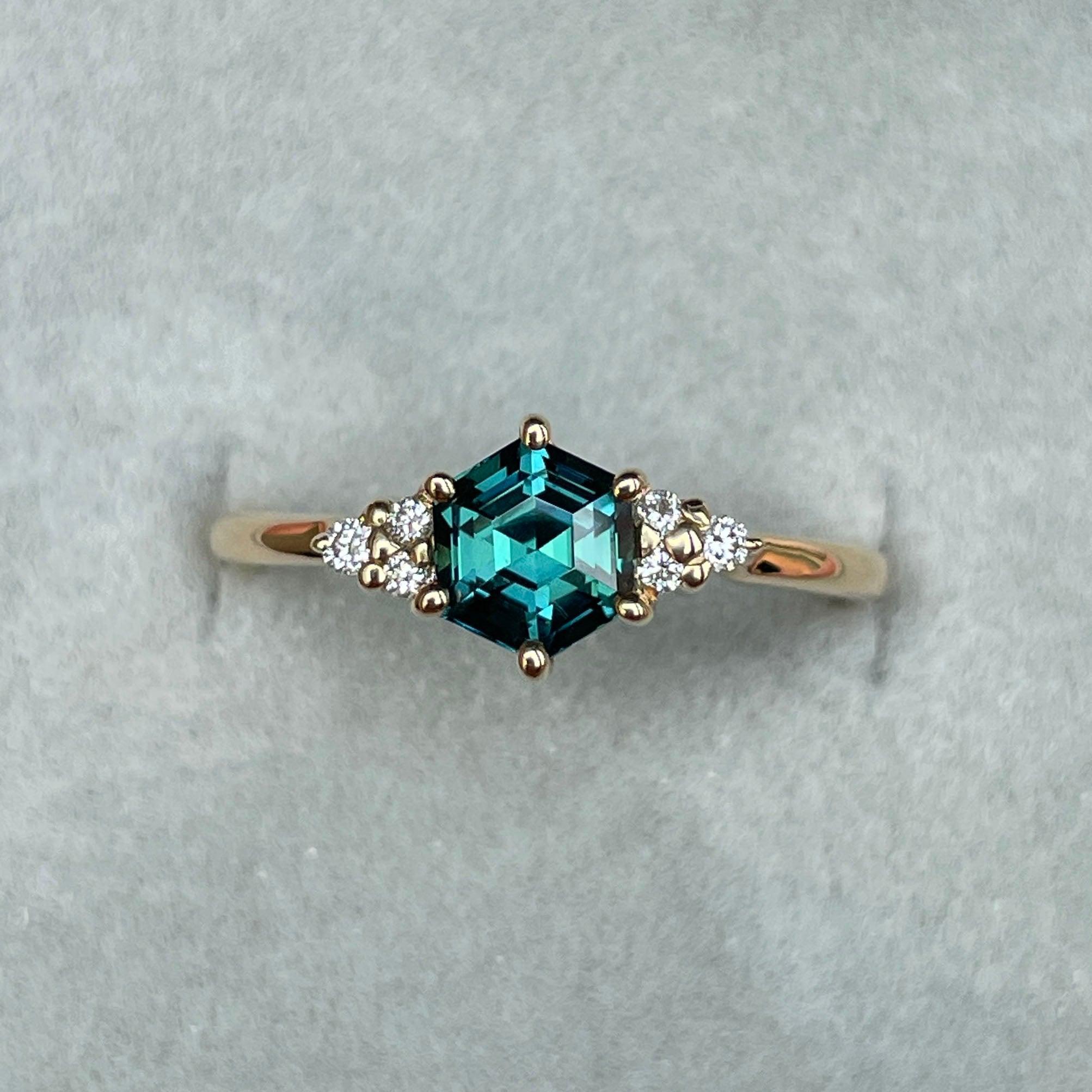 Custom - 1.18 Cts Oval Teal Sapphire Engagement Ring