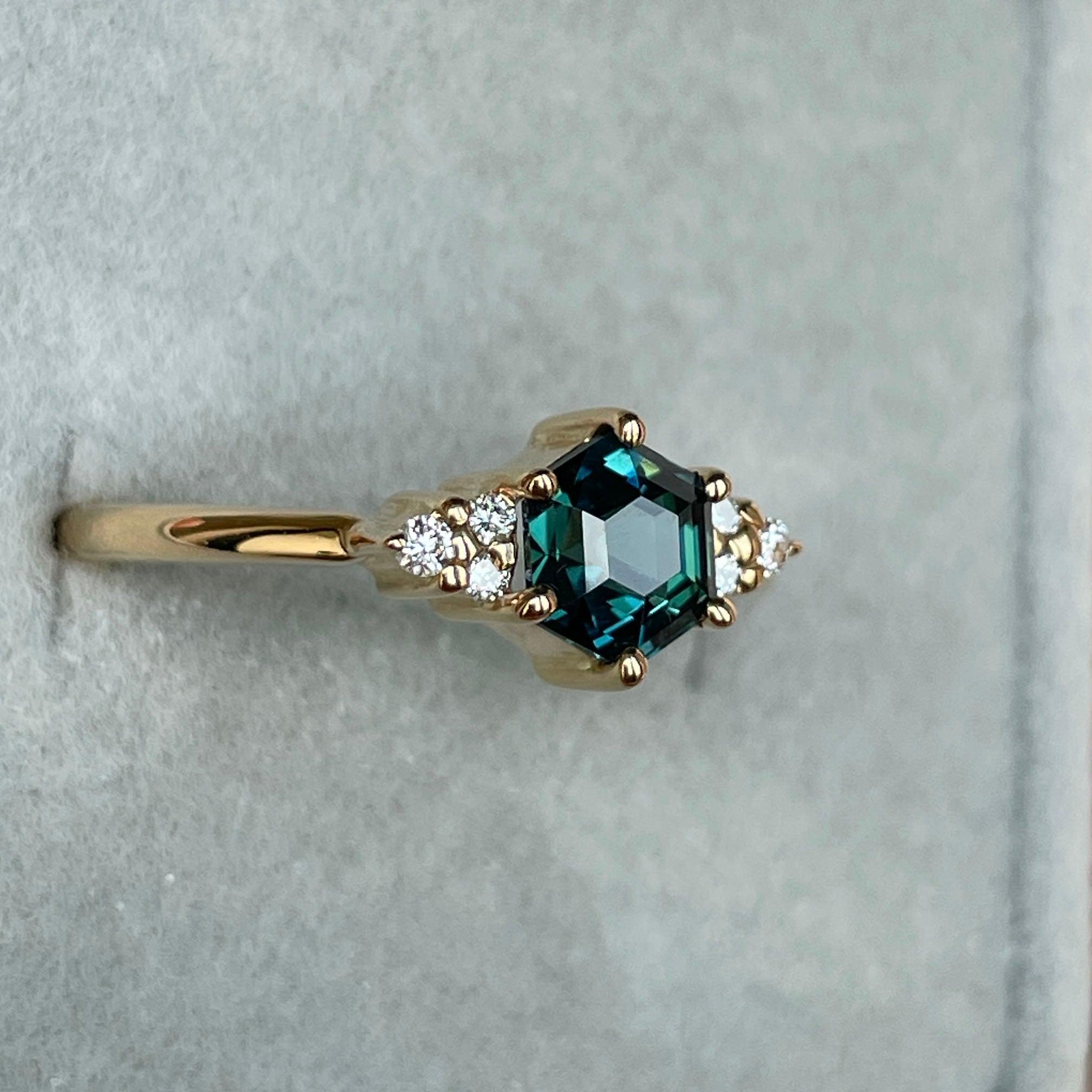 Custom - 1.18 Cts Oval Teal Sapphire Engagement Ring - NASHGEMS