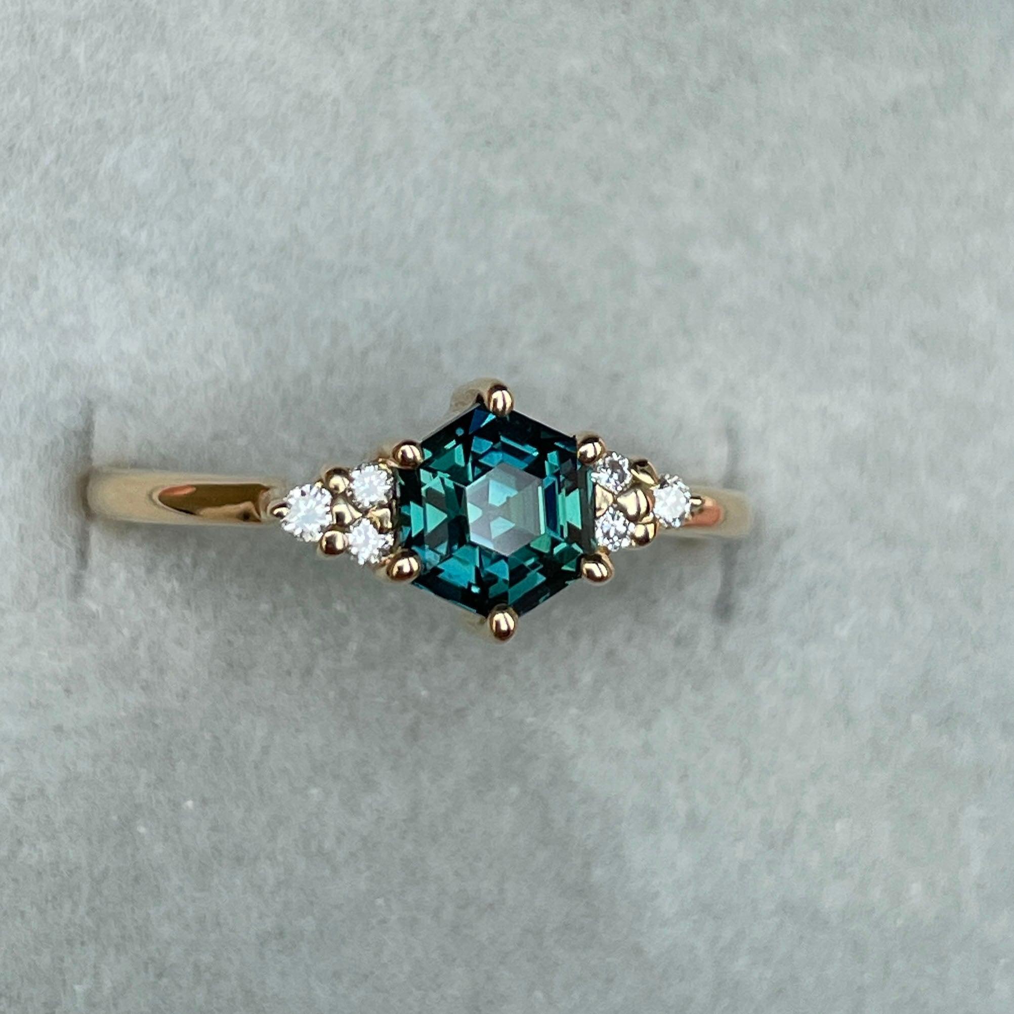 Custom - 1.18 Cts Oval Teal Sapphire Engagement Ring