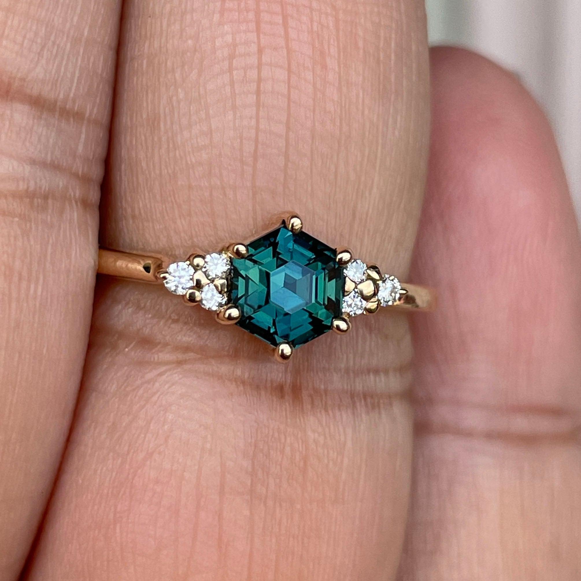 Custom - 1.18 Cts Oval Teal Sapphire Engagement Ring