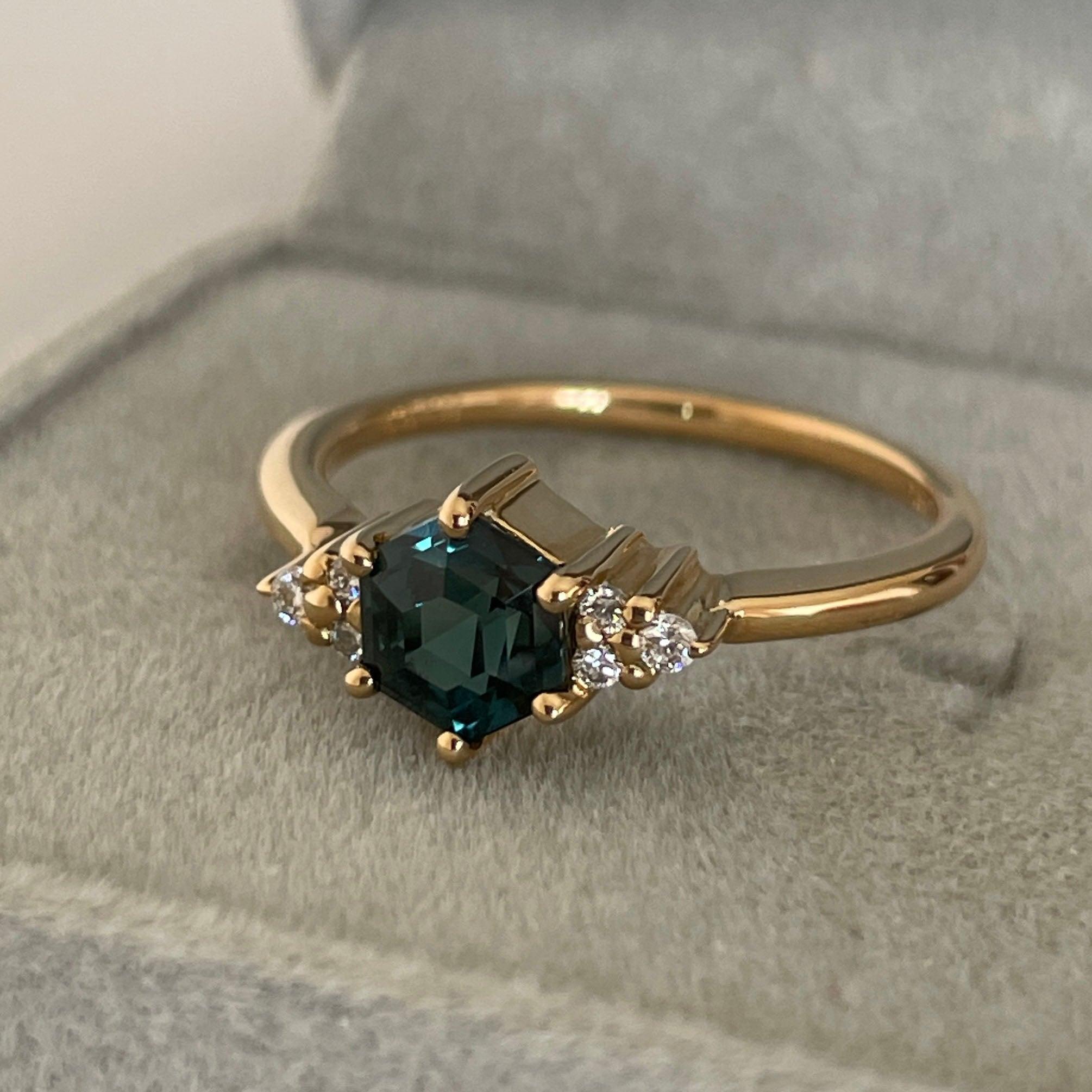 Custom - 1.18 Cts Oval Teal Sapphire Engagement Ring