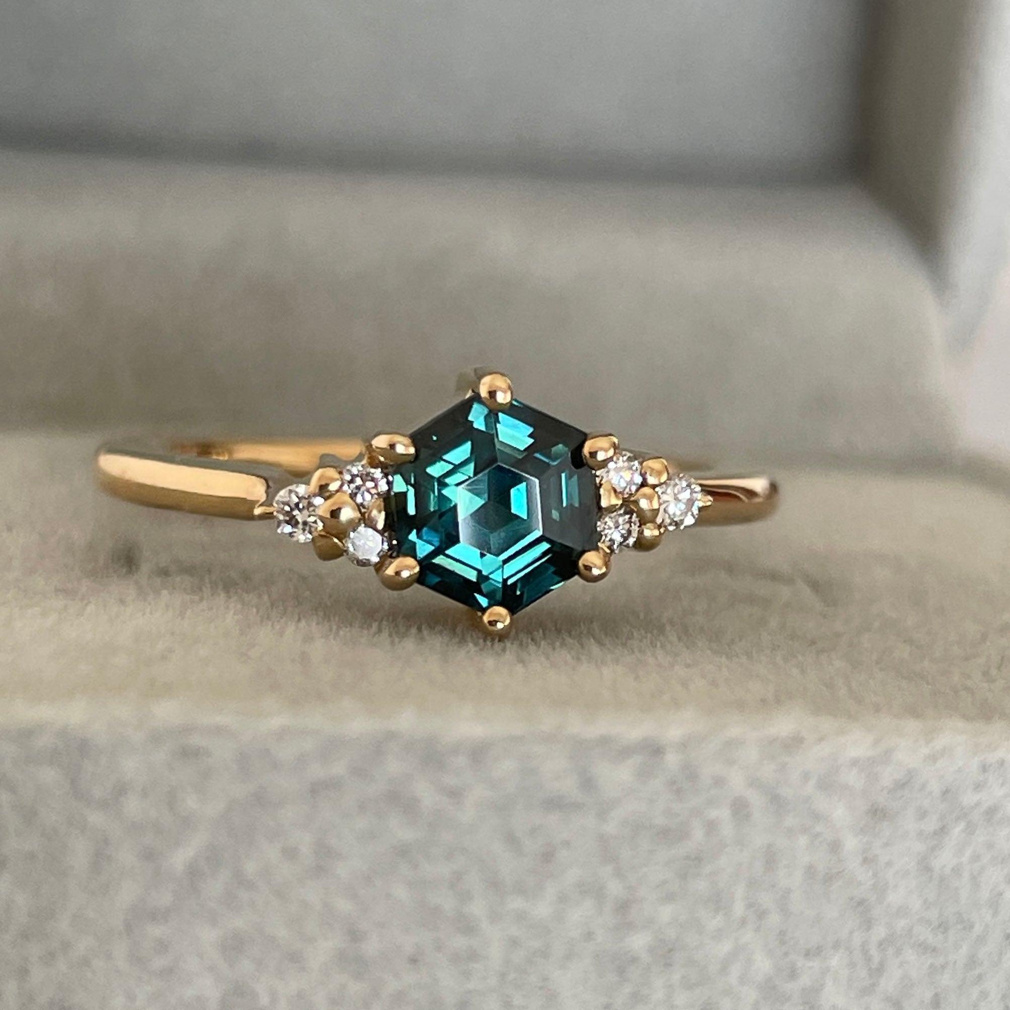 Custom - 1.18 Cts Oval Teal Sapphire Engagement Ring