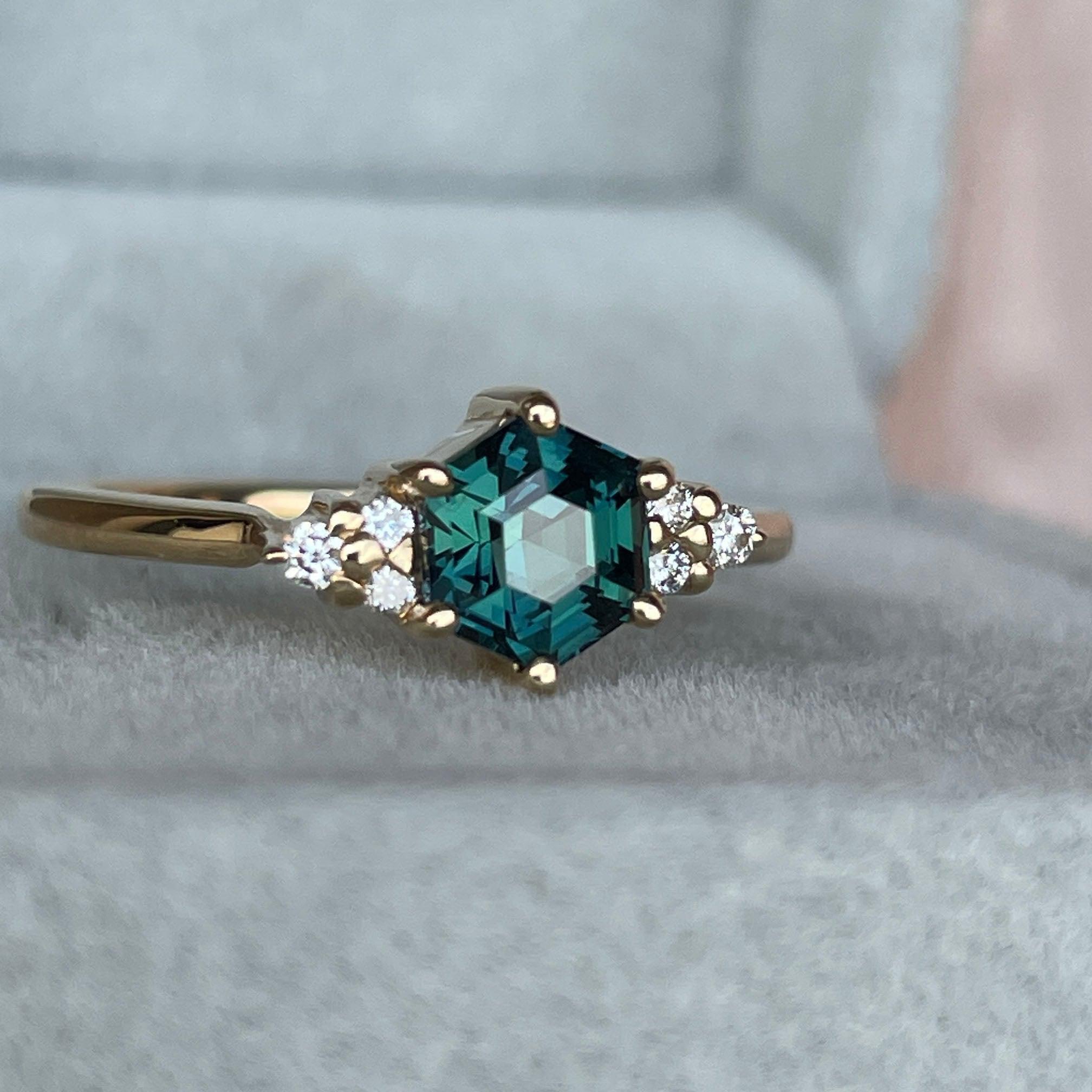Custom - 1.18 Cts Oval Teal Sapphire Engagement Ring
