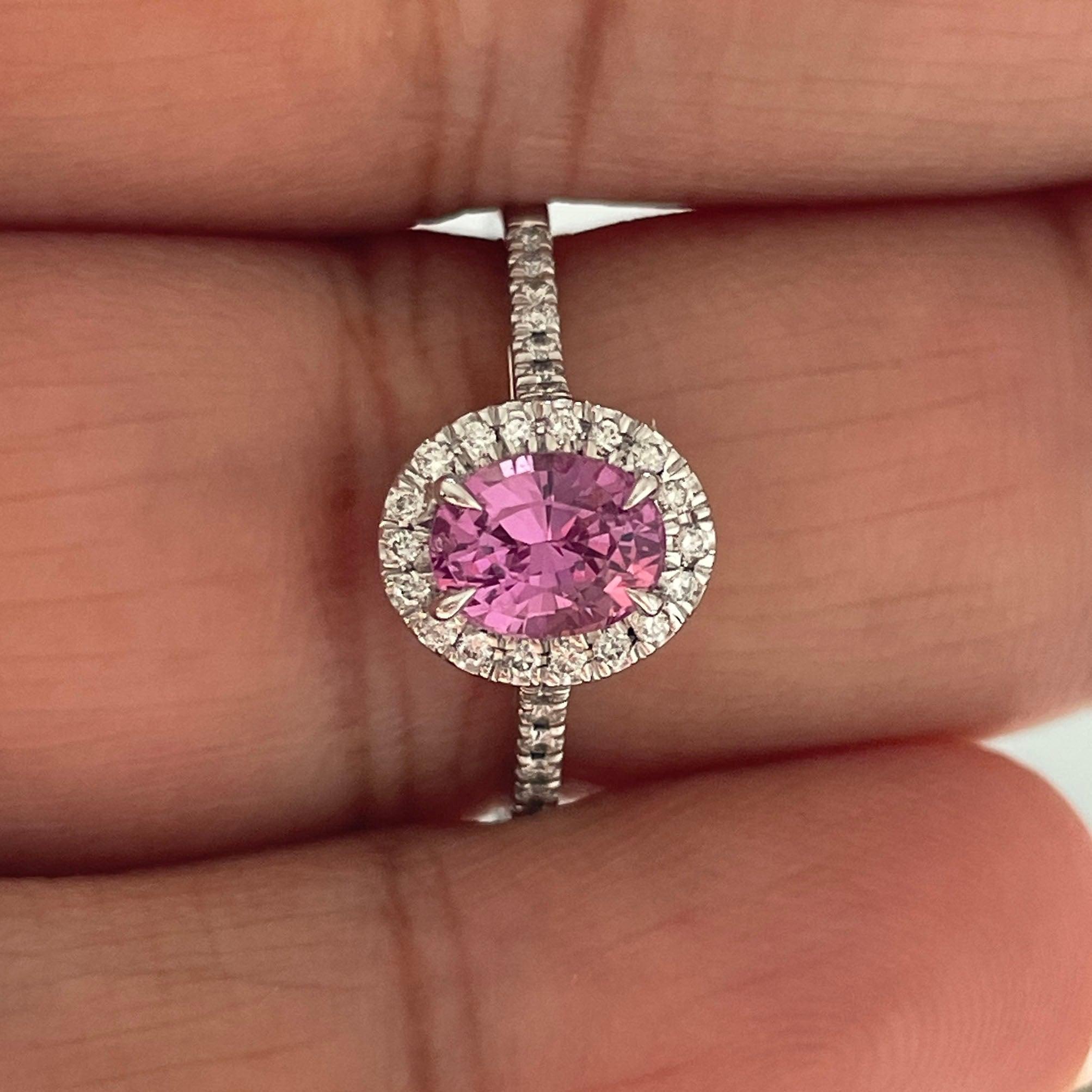 Genuine pink sapphire engagement ring - NASHGEMS