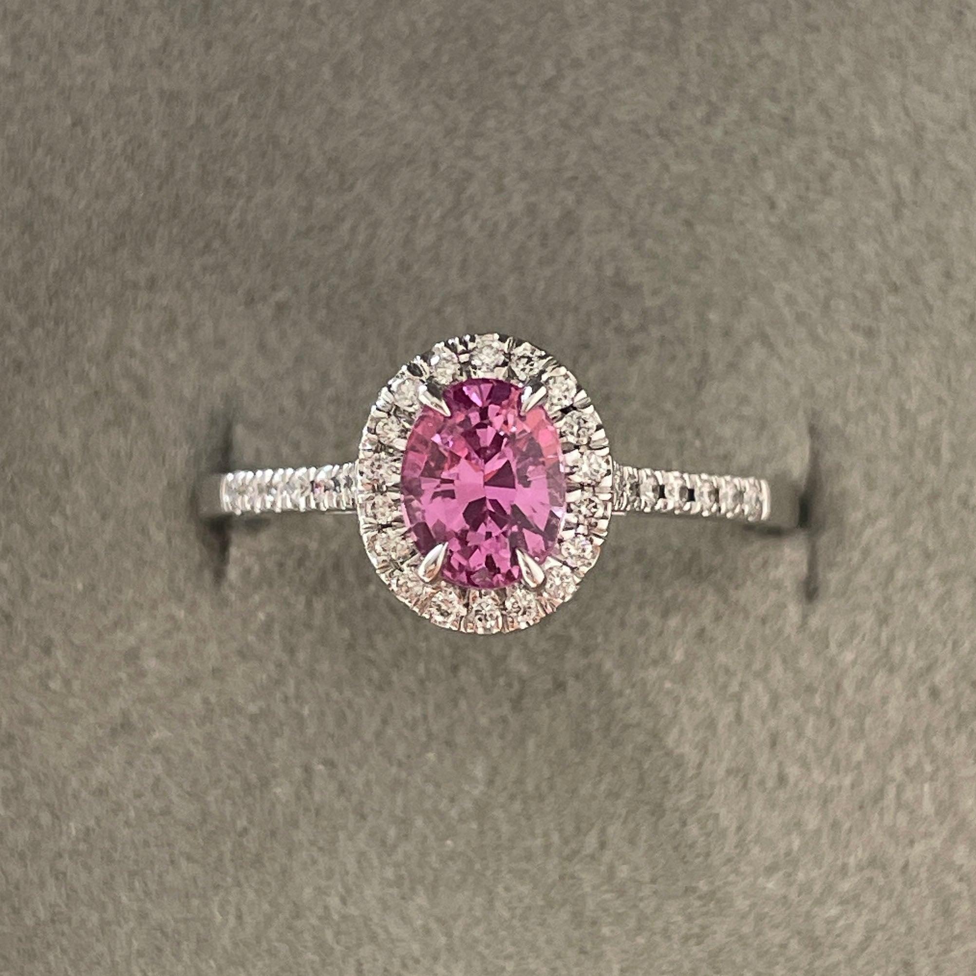 Genuine pink sapphire engagement ring