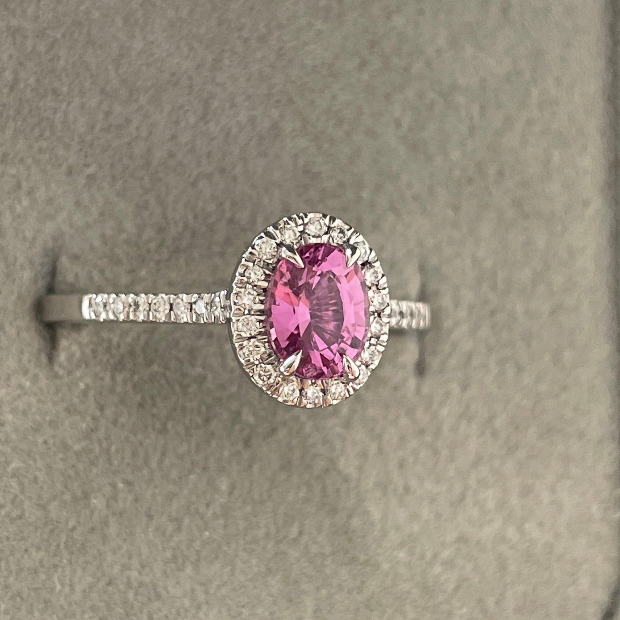 Genuine pink sapphire engagement ring