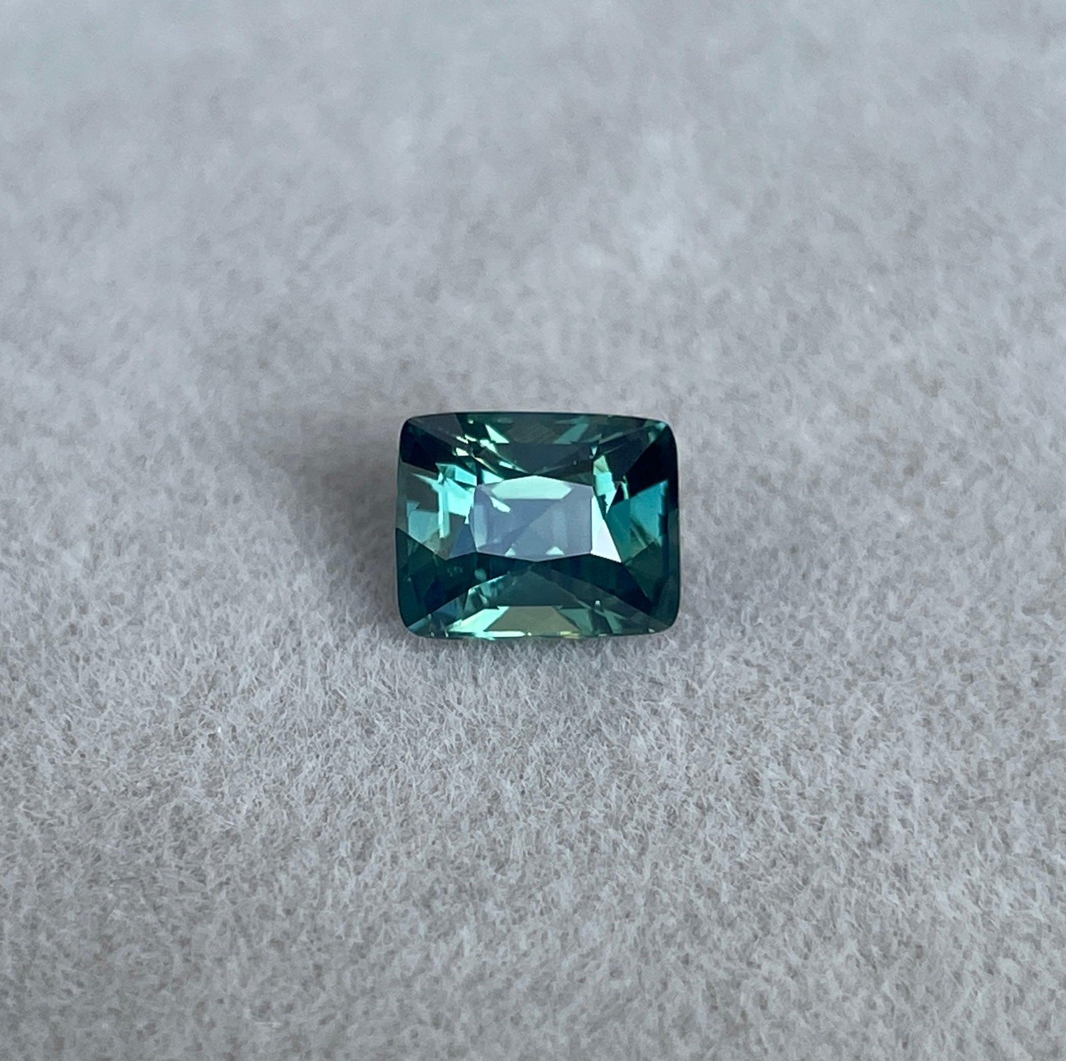 Stunning 2.02 ct Blue Green Sapphire Cushion cut for Engagement Ring, The Appeal of Rich Bluish-Green and Greenish-Blue Sapphires