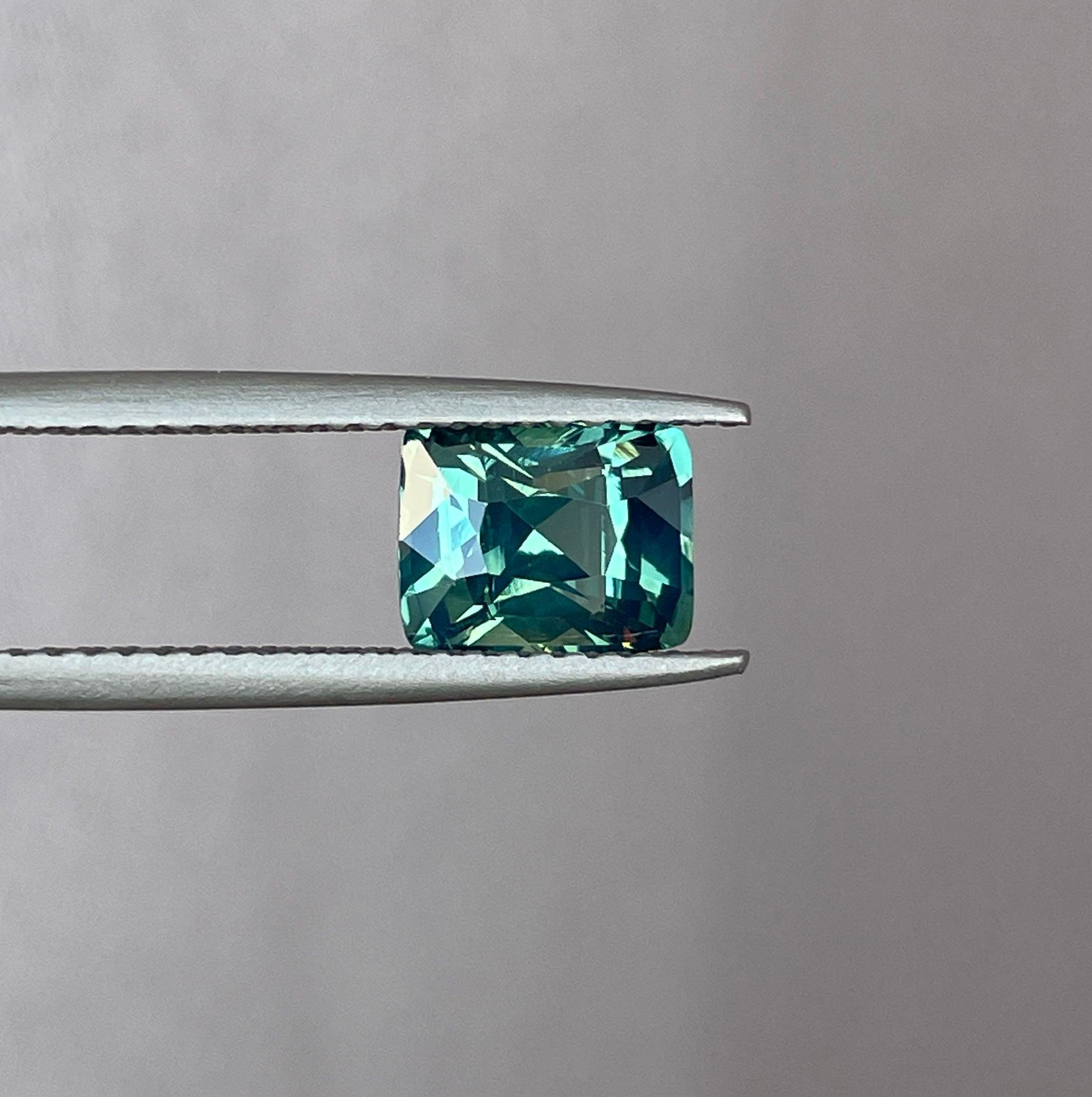 Stunning 2.02 ct Blue Green Sapphire Cushion cut for Engagement Ring, The Appeal of Rich Bluish-Green and Greenish-Blue Sapphires