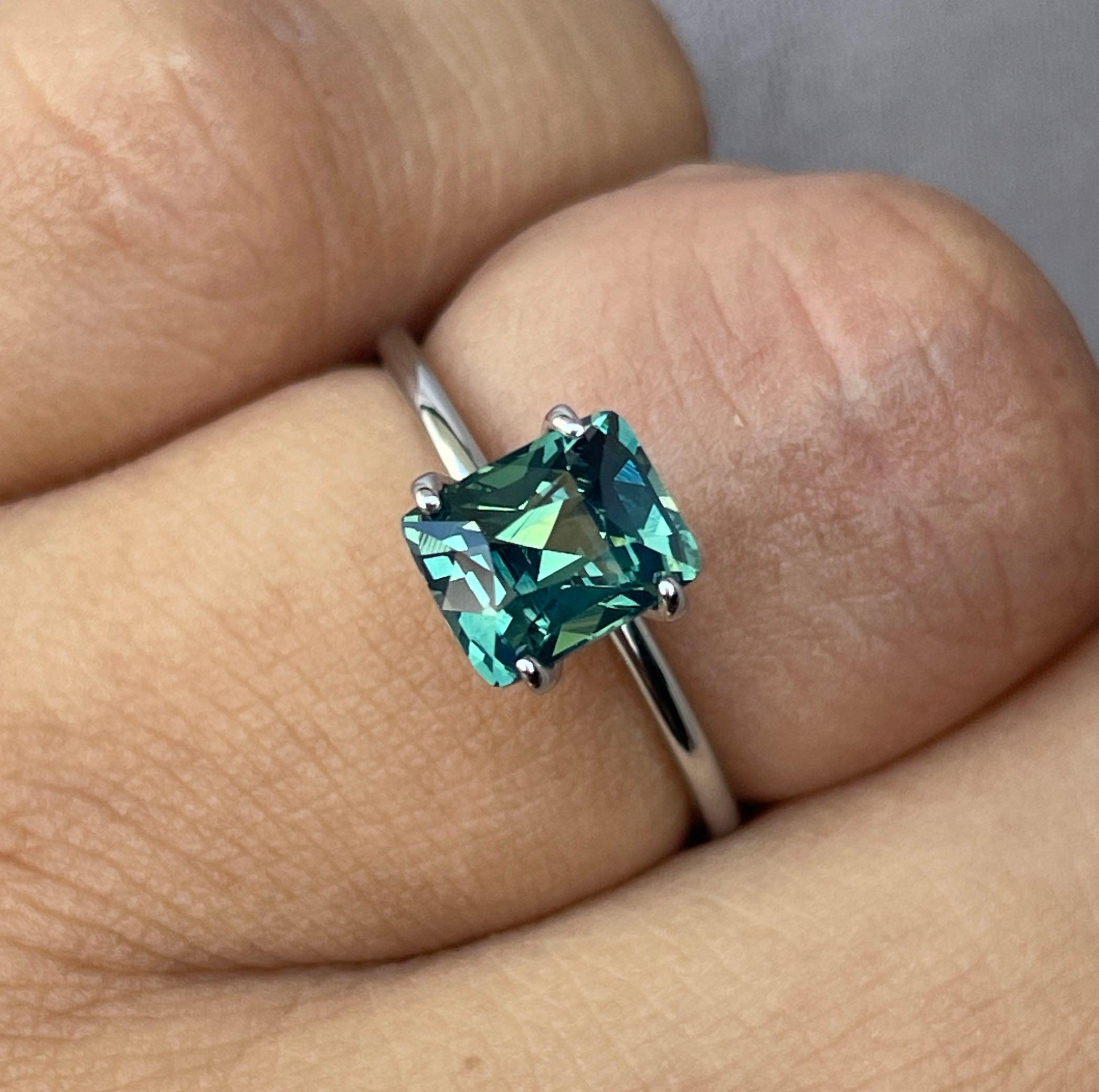 Stunning 2.02 ct Blue Green Sapphire Cushion cut for Engagement Ring, The Appeal of Rich Bluish-Green and Greenish-Blue Sapphires