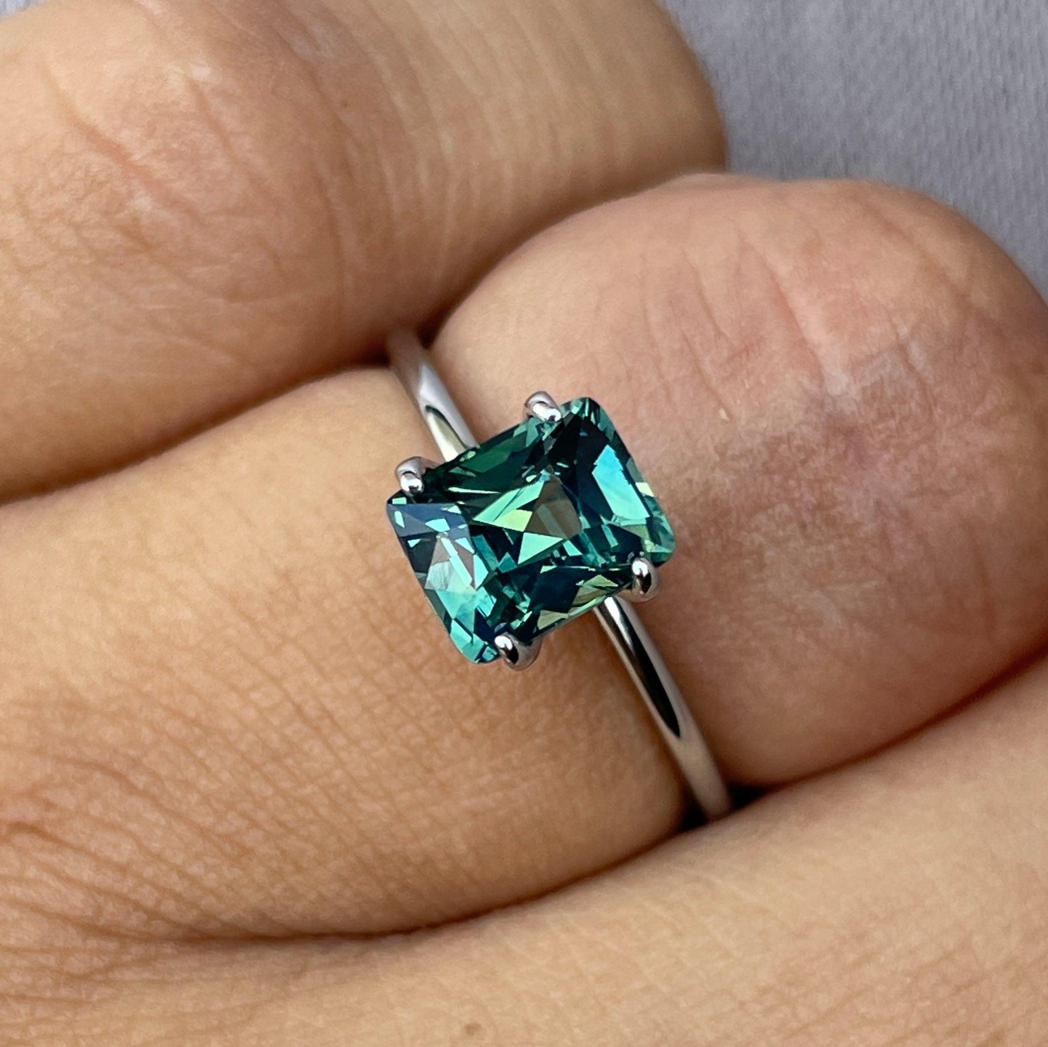 Stunning 2.02 ct Blue Green Sapphire Cushion cut for Engagement Ring, The Appeal of Rich Bluish-Green and Greenish-Blue Sapphires