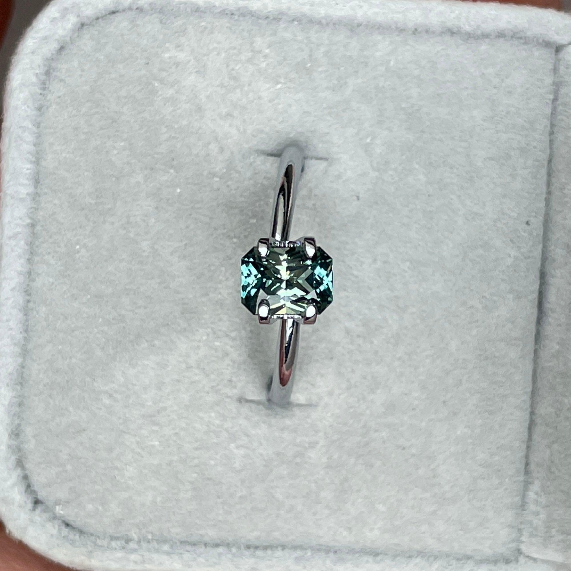 Radiant cut Greenish blue sapphire, Baylor Bears green 1.25 crt. Flawless CERTIFIED Stunning Loose Gemstone - NASHGEMS