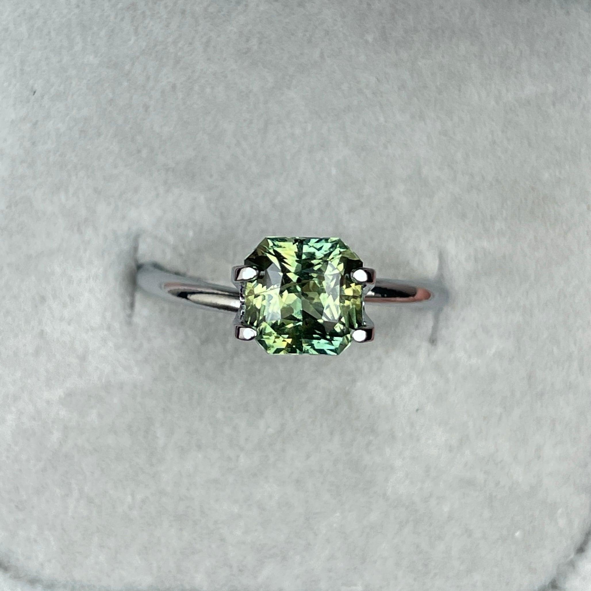 2.09 crt. Sapphire, Green Sapphire, Heated, Loose Sapphire, Radiant Shape, Sapphire, Natural Sapphire, Blue green sapphire, Teal Sapphire