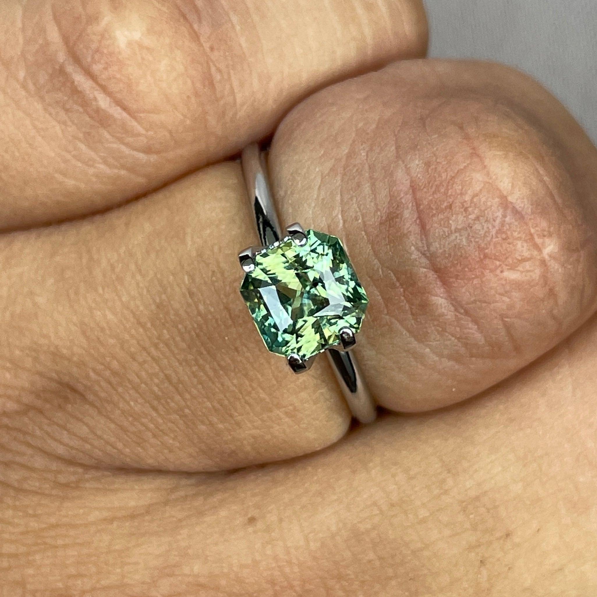 2.09 crt. Sapphire, Green Sapphire, Heated, Loose Sapphire, Radiant Shape, Sapphire, Natural Sapphire, Blue green sapphire, Teal Sapphire - NASHGEMS