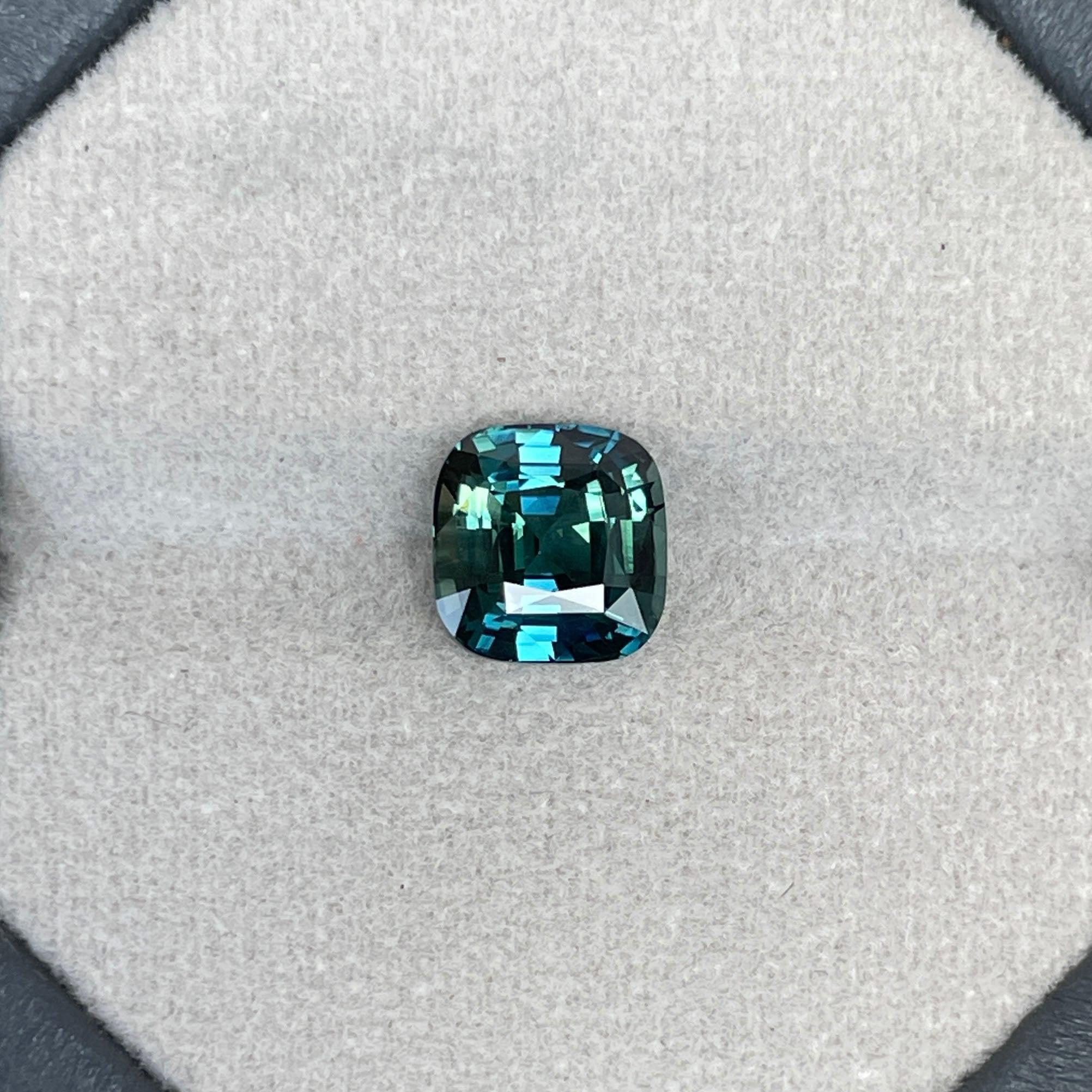 Peacock Sapphire 3.67ct / Blue Green Sapphire / Engagement Rings / Cushion-shaped sapphire / Teal Sapphire Ring