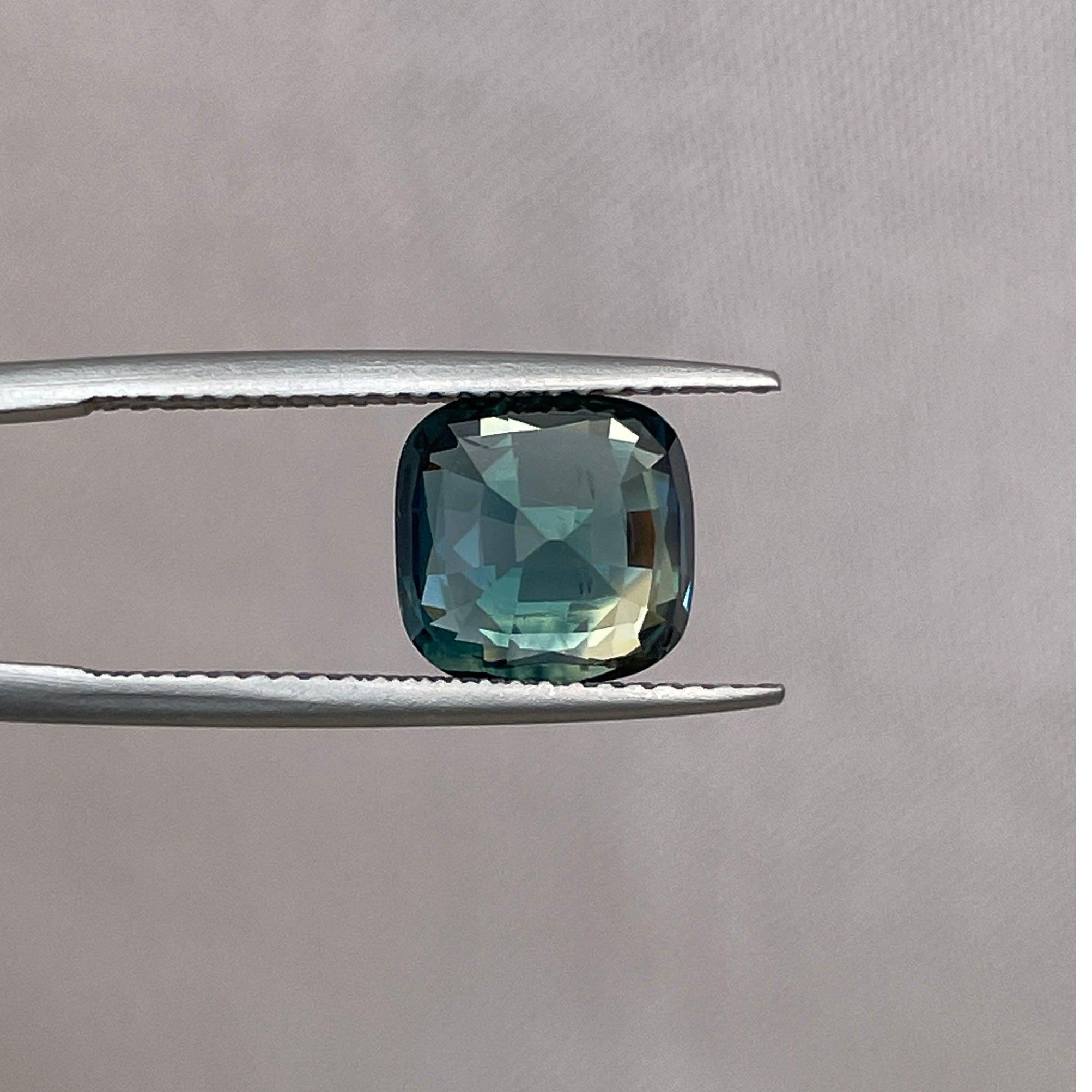 Peacock Sapphire 3.67ct / Blue Green Sapphire / Engagement Rings / Cushion-shaped sapphire / Teal Sapphire Ring - NASHGEMS
