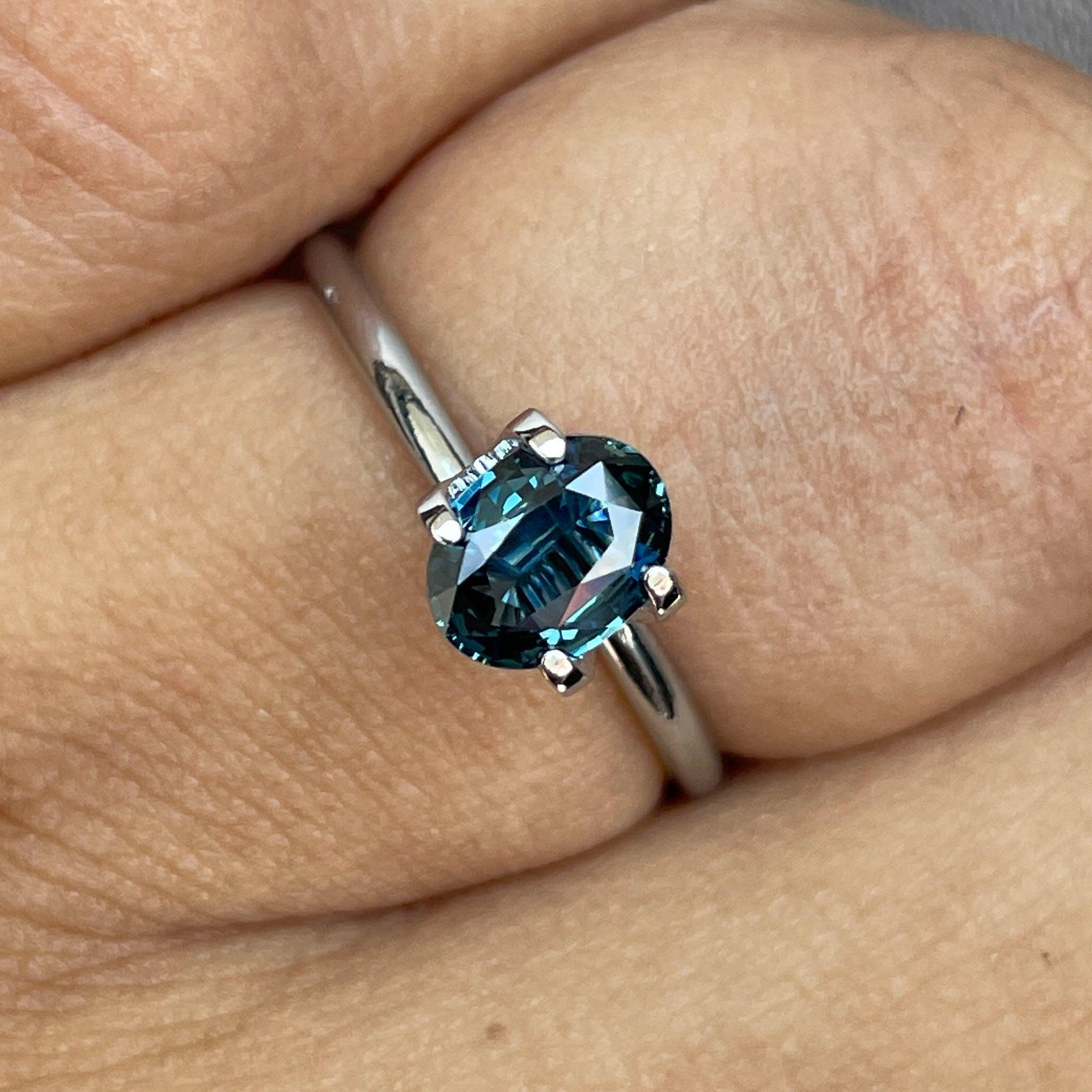 This 1.03 crt teal Sapphire is well cut to bring out the best colour and lustre, and has a perfect colour blend.