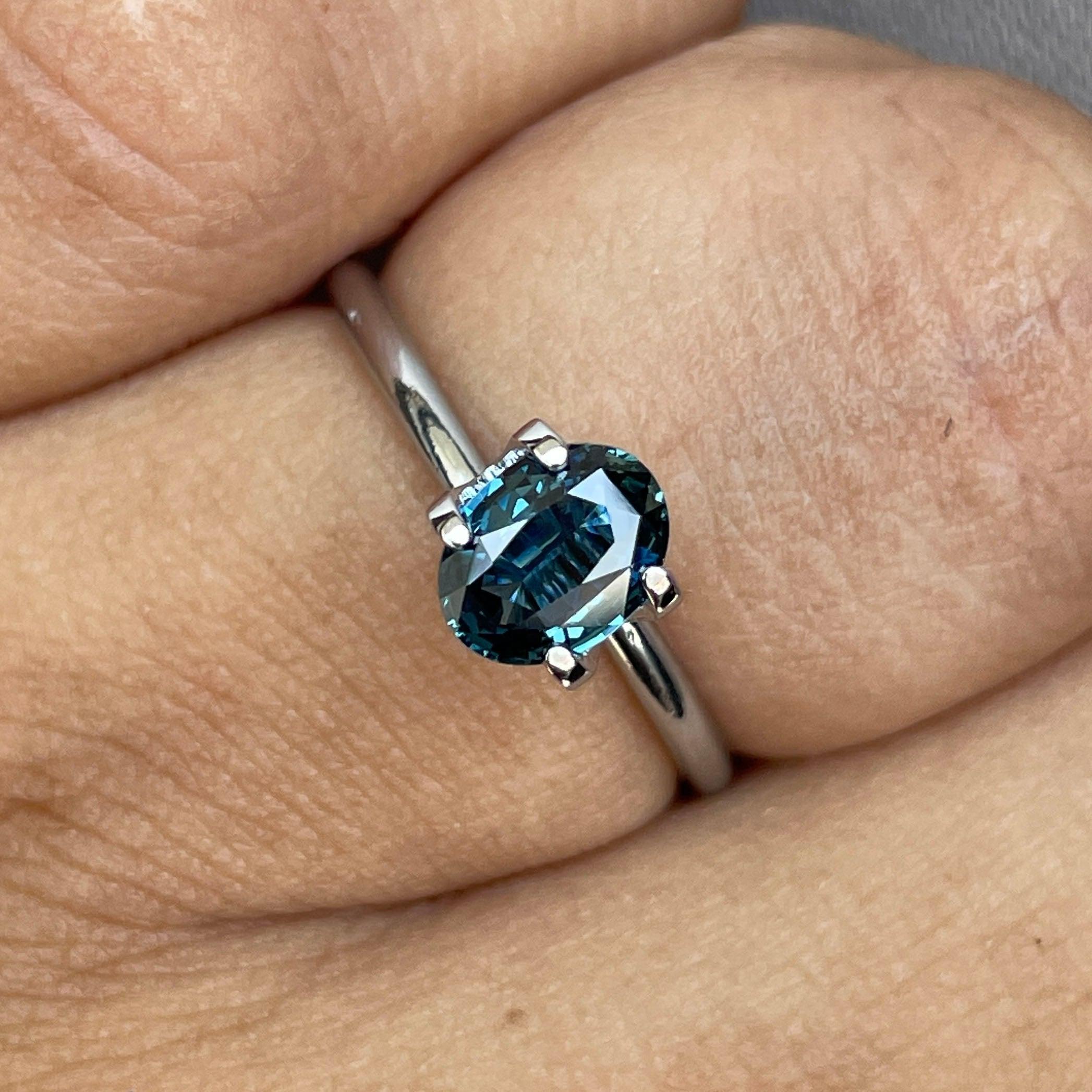 This 1.03 crt teal Sapphire is well cut to bring out the best colour and lustre, and has a perfect colour blend.
