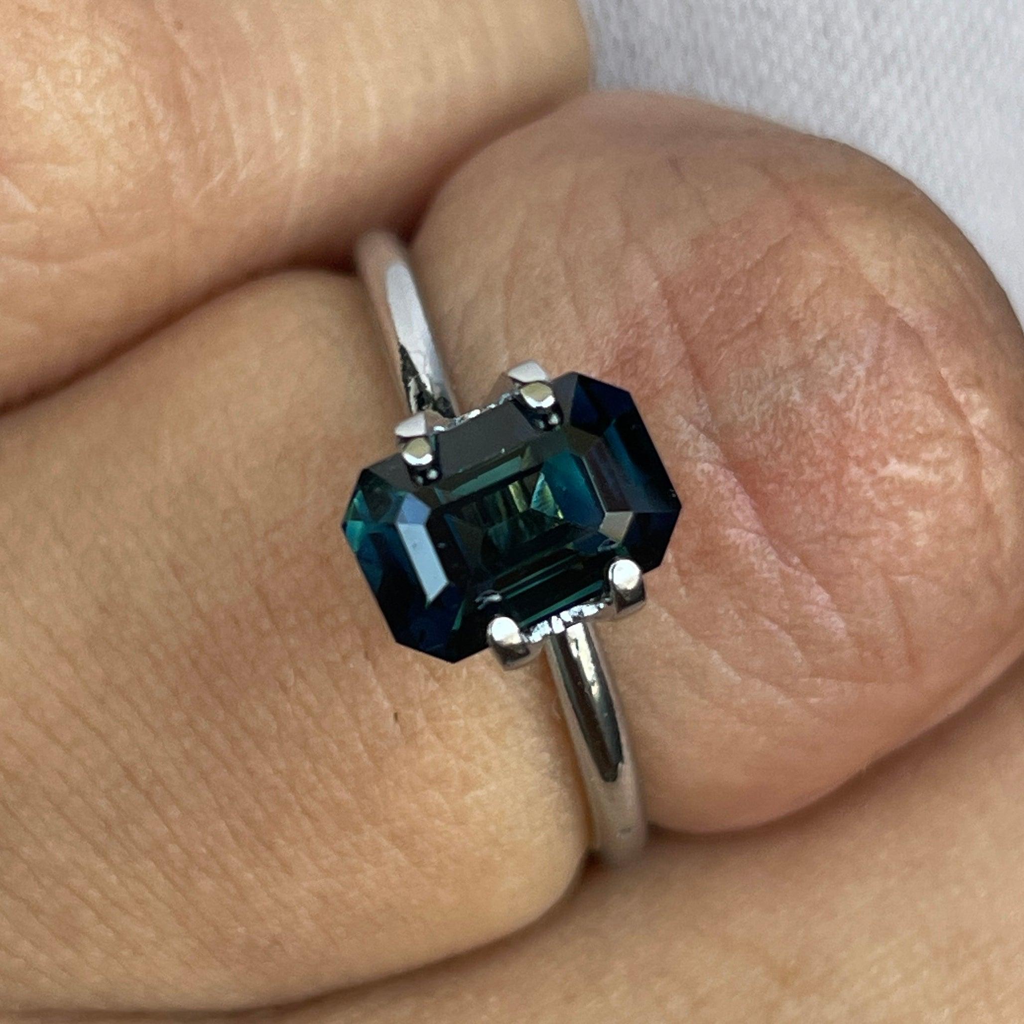 Natural Green Sapphire | Emerald Cut | 5.60 x 8.30 x 4.70mm| 2.26 Carat | heated Sapphire | Engagement Rings | Jewellery Making Gemstone - NASHGEMS
