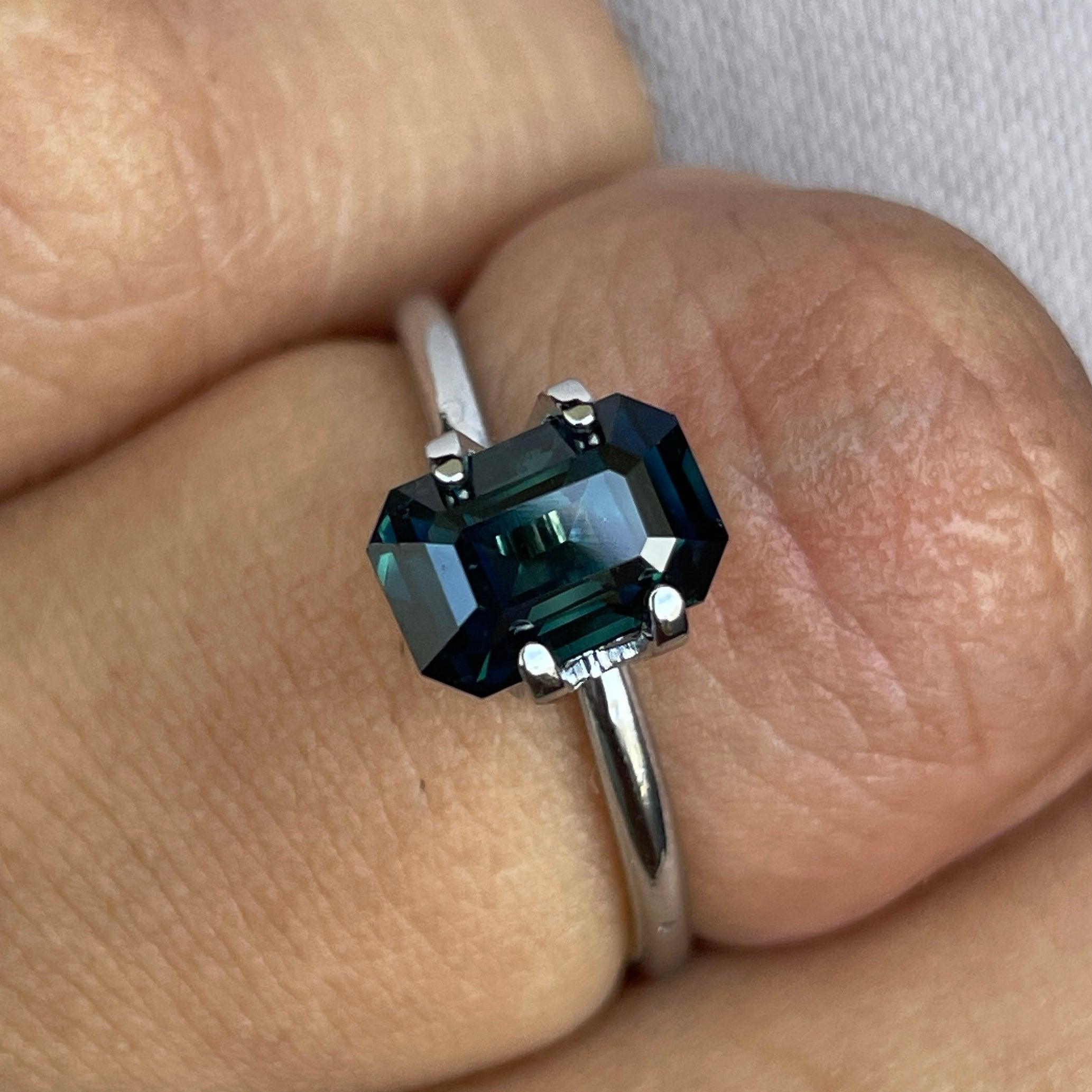 Natural Green Sapphire | Emerald Cut | 5.60 x 8.30 x 4.70mm| 2.26 Carat | heated Sapphire | Engagement Rings | Jewellery Making Gemstone - NASHGEMS