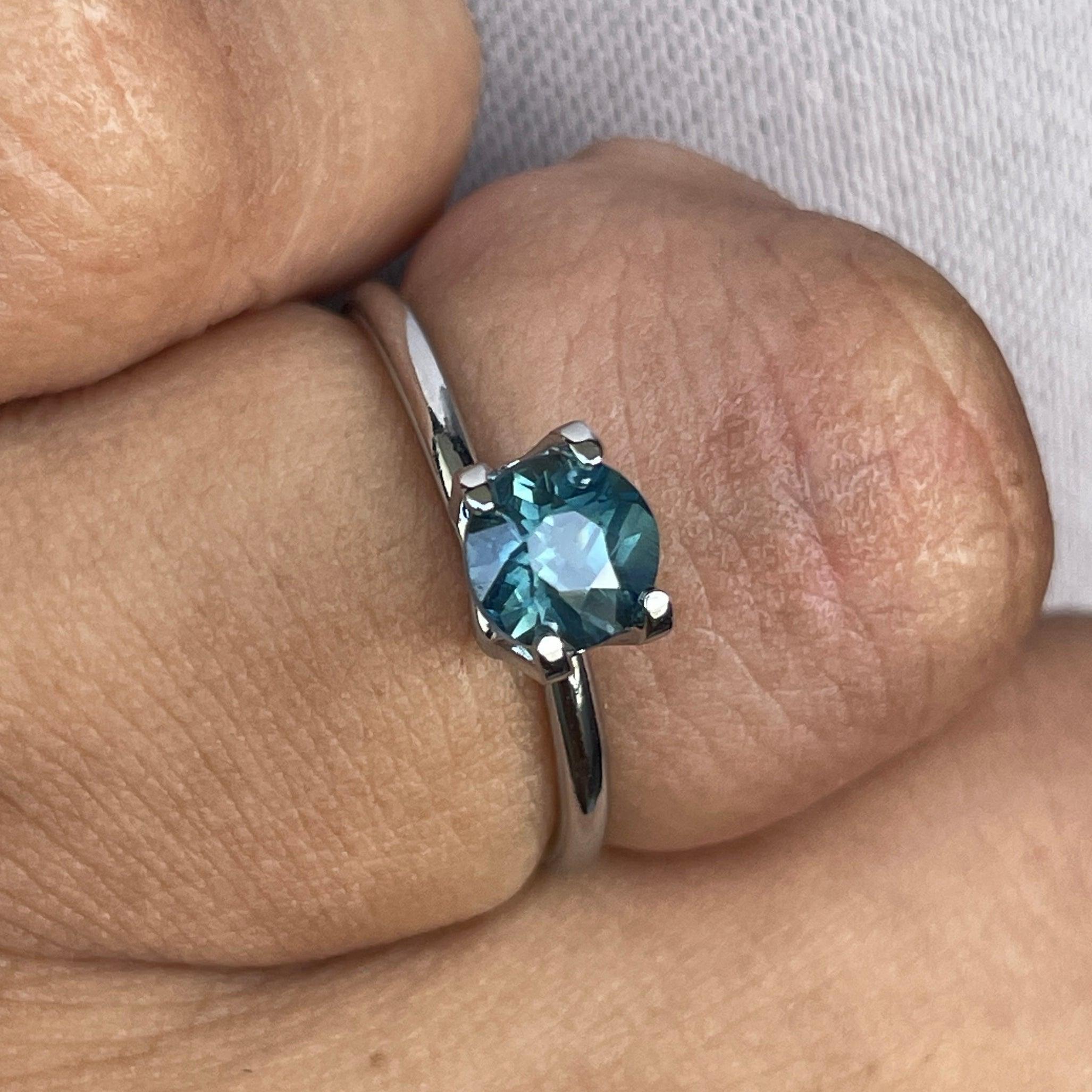 Blue Green Sapphire | Round Cut | 1.13 Carat | 5.80 x4.20 mm | Teal Coloured Sapphires | Engagement Ring - NASHGEMS