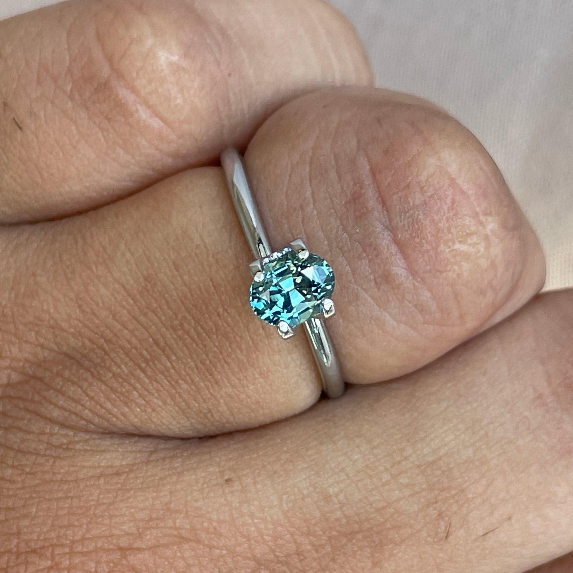 Teal sapphire stone Oval cut, lagoon green sapphire 0.98 crt teal sapphire. Clean Sapphire, Loose Stone - NASHGEMS