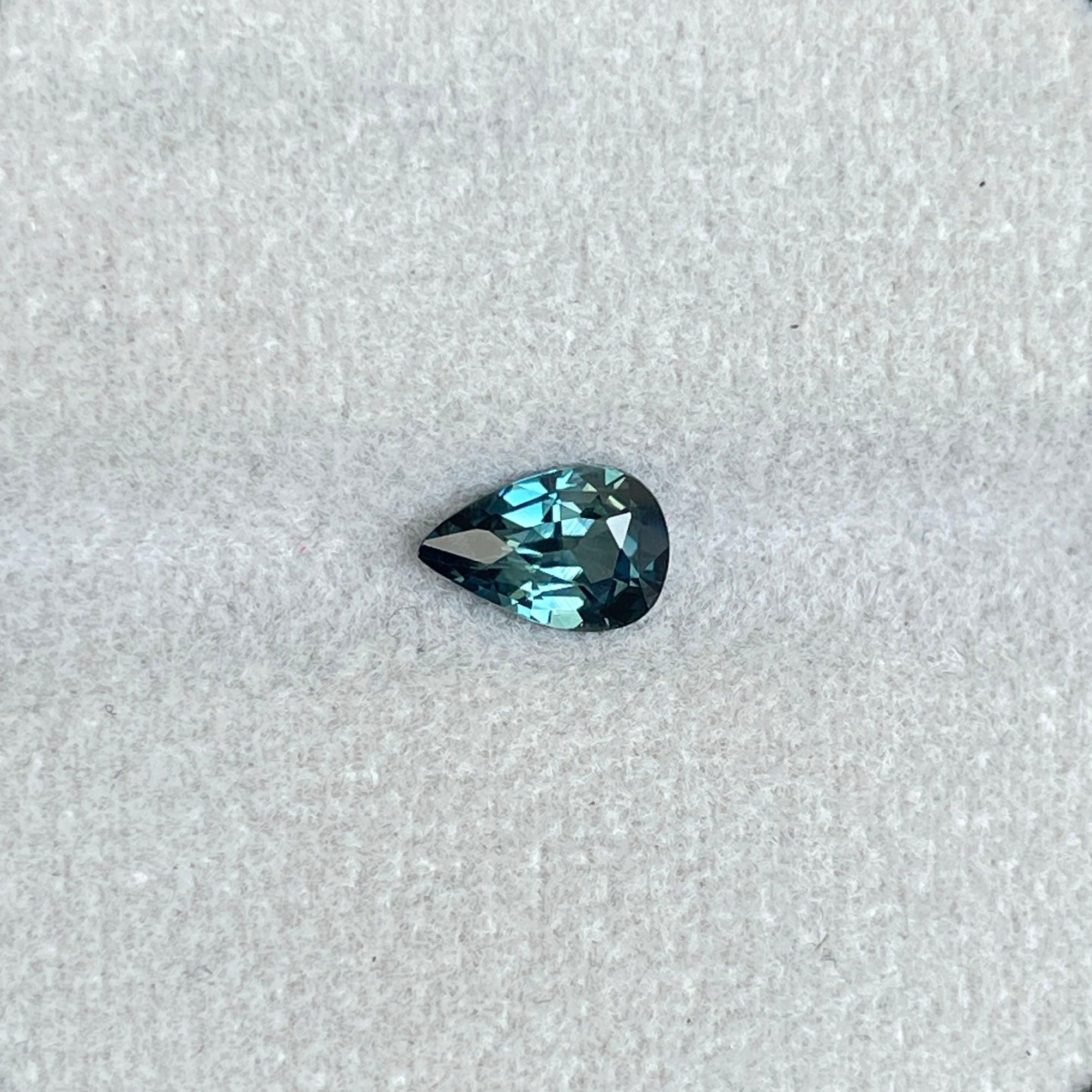 Teal sapphire Pear cut, 0.93 crt