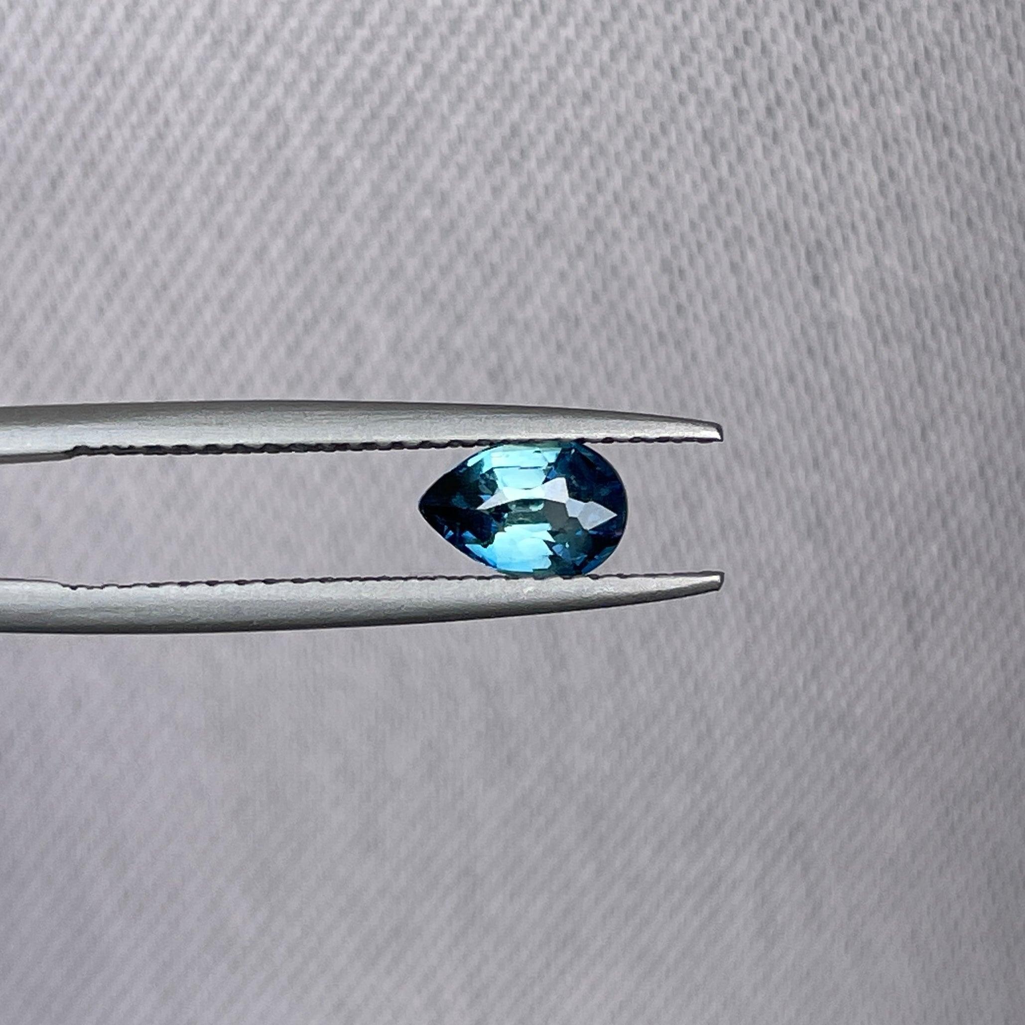 Pear Cut Teal Sapphire Loose Gemstone. 0.71 crt. 6.30 x 4.40 x 3.30mm - NASHGEMS