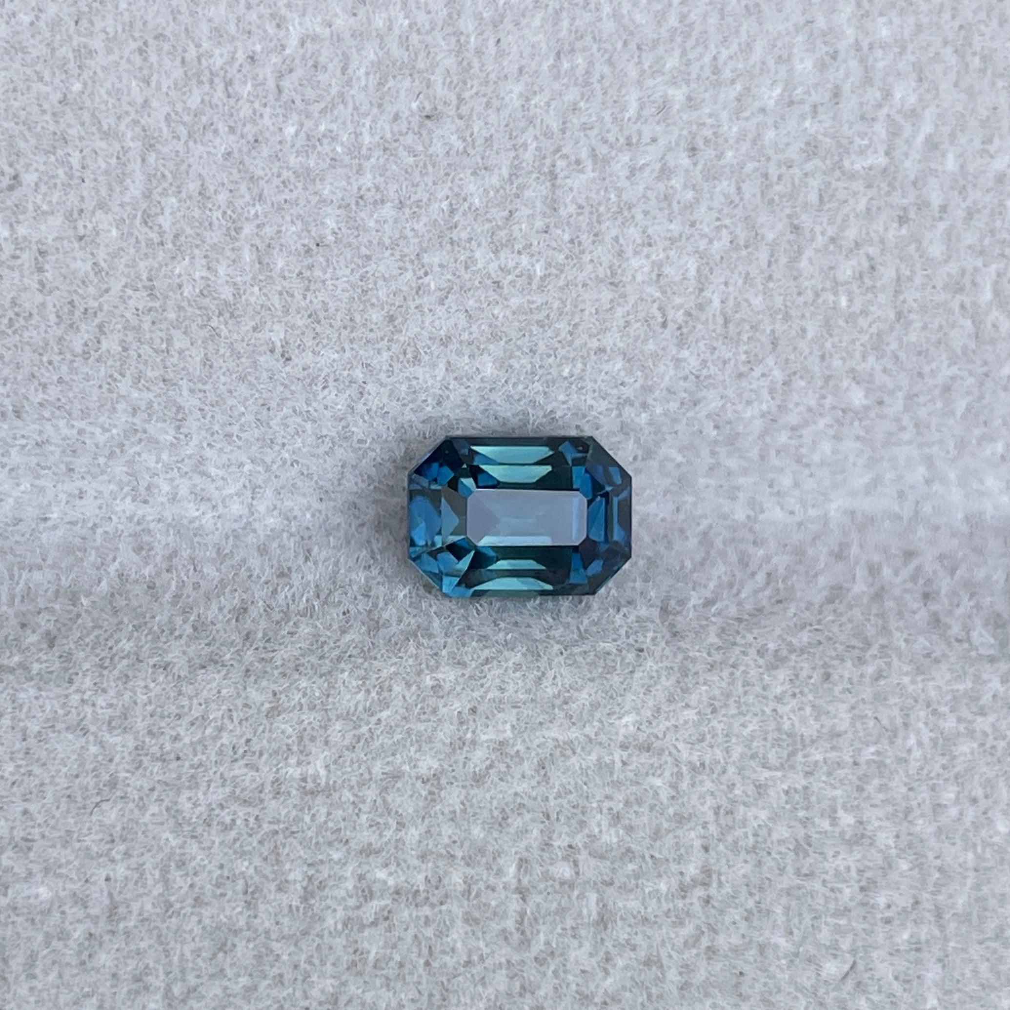 Natural Blue Green Sapphire Emerald Cut 1.13 Carat