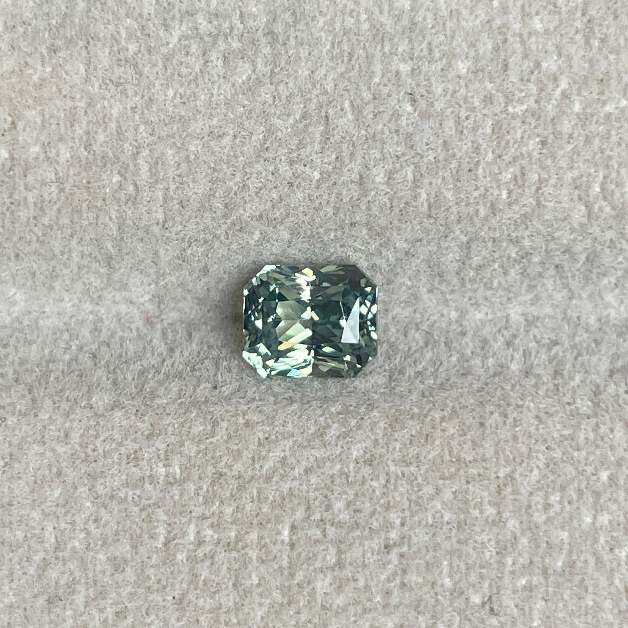 Radiant cut Greenish blue sapphire, 1.26 crt. - NASHGEMS