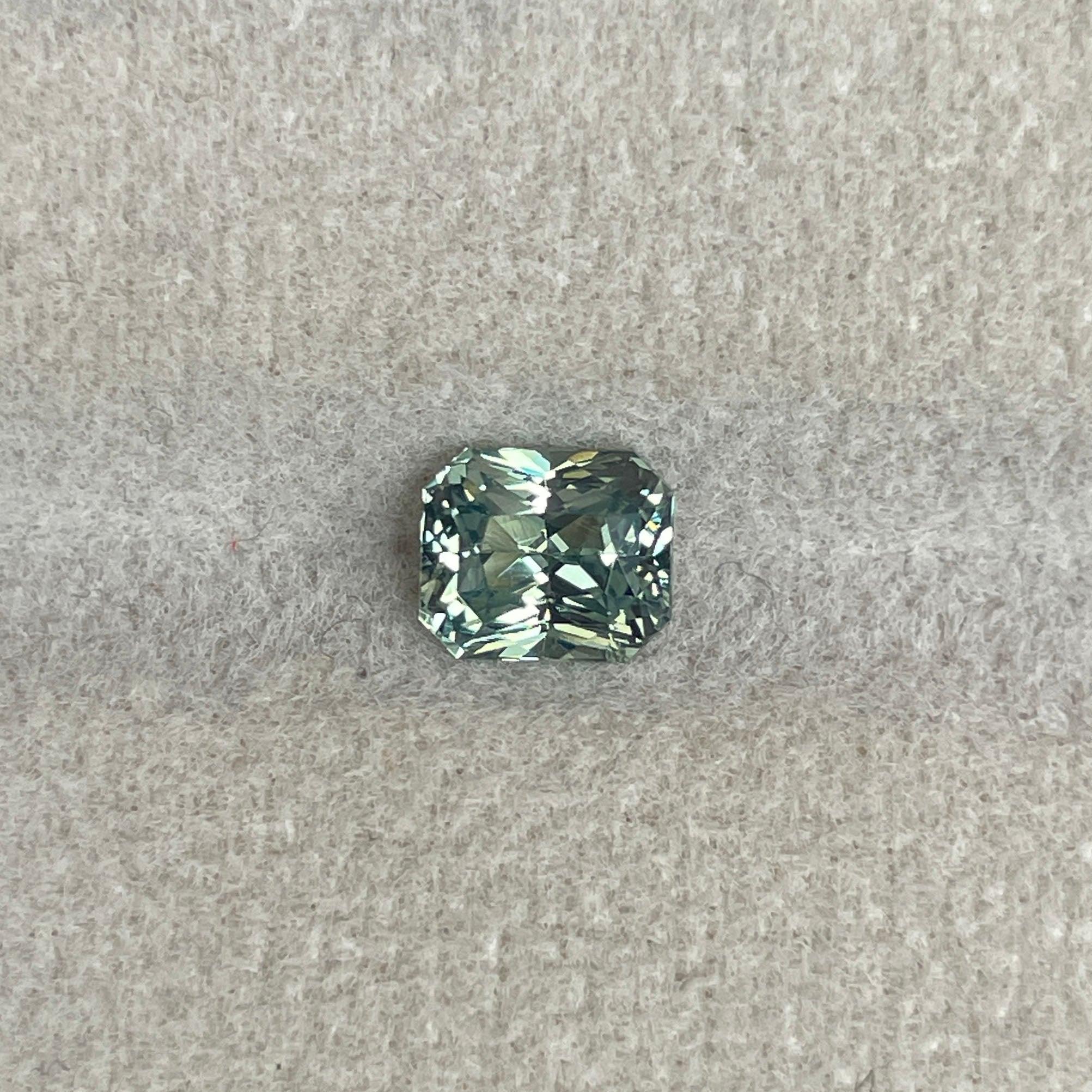 Radiant cut Greenish blue sapphire, 1.26 crt.