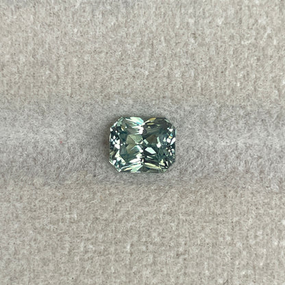 Radiant cut Greenish blue sapphire, 1.26 crt.