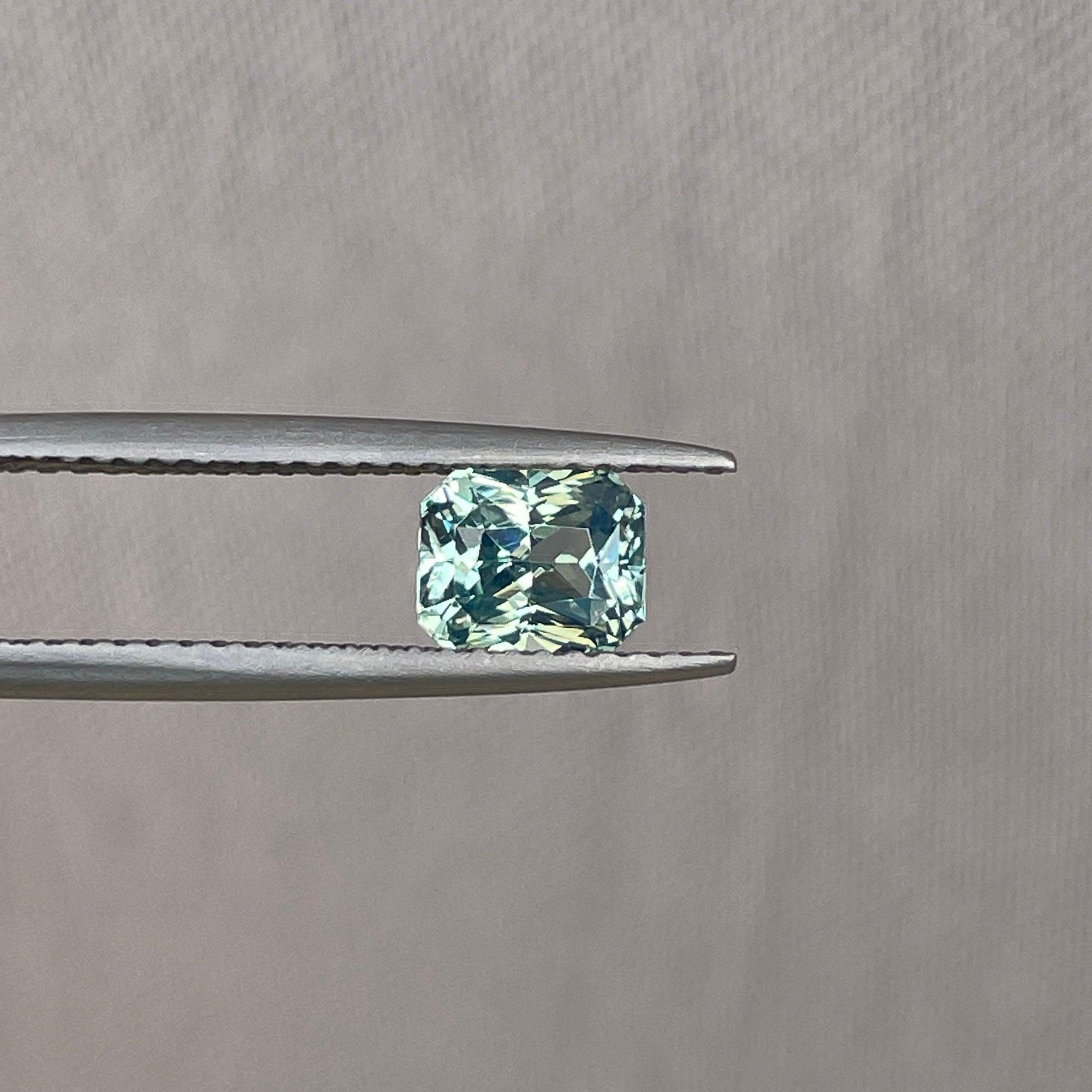 Radiant cut Greenish blue sapphire, 1.26 crt.